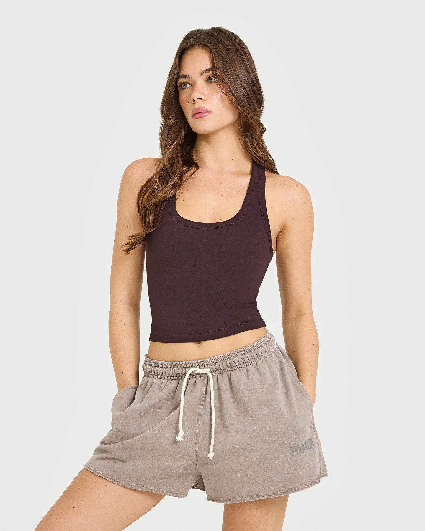 Cotton Fitted Mid Vest | Plum Brown
