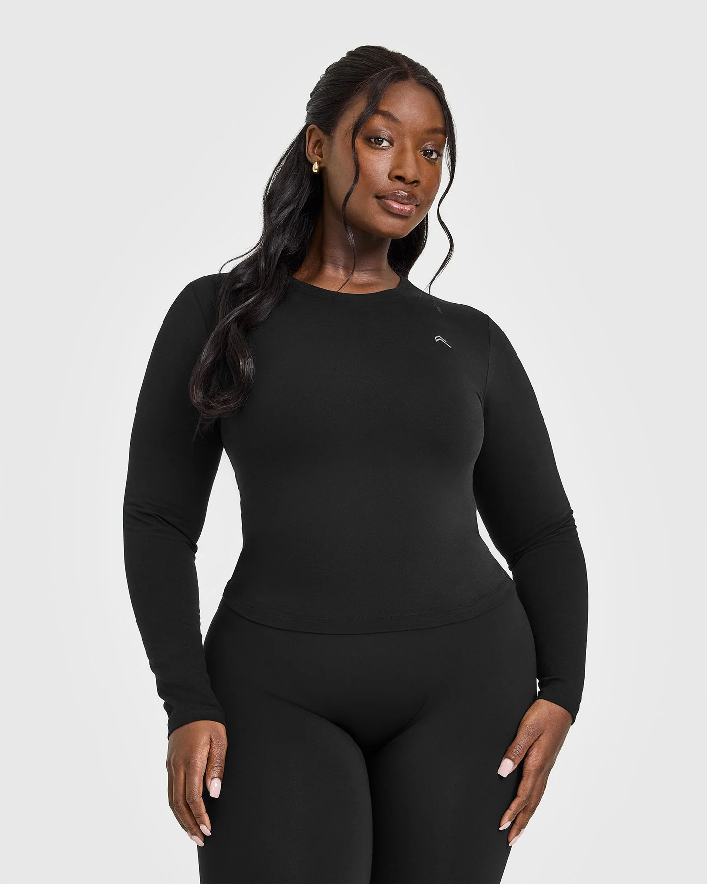 Cotton Icon Long Sleeve Top | Black - Image 2