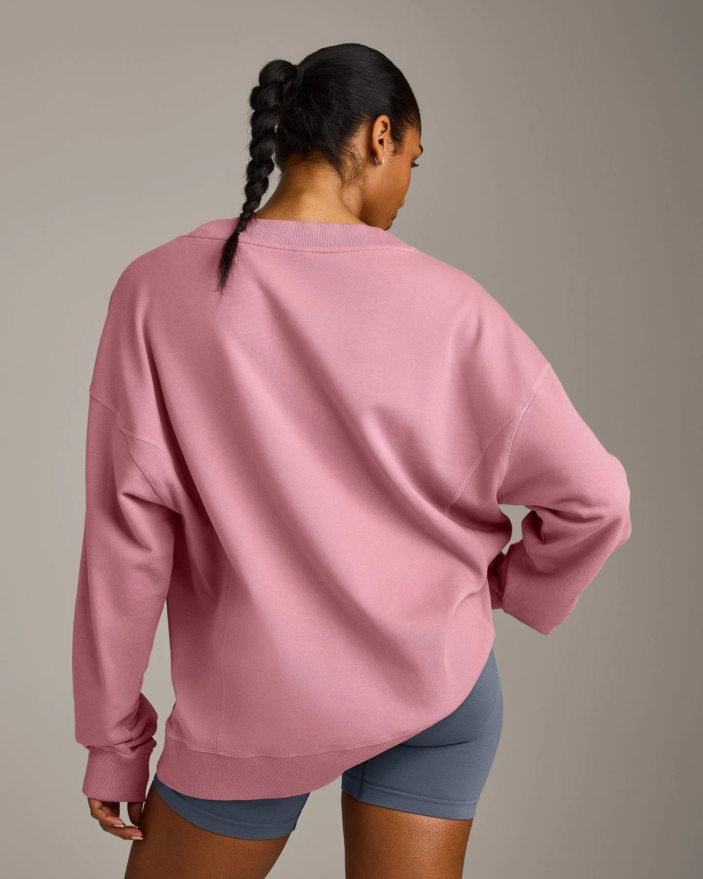 Cotton Vintage Lounge V Neck Sweatshirt | Orchid Haze - Image 4