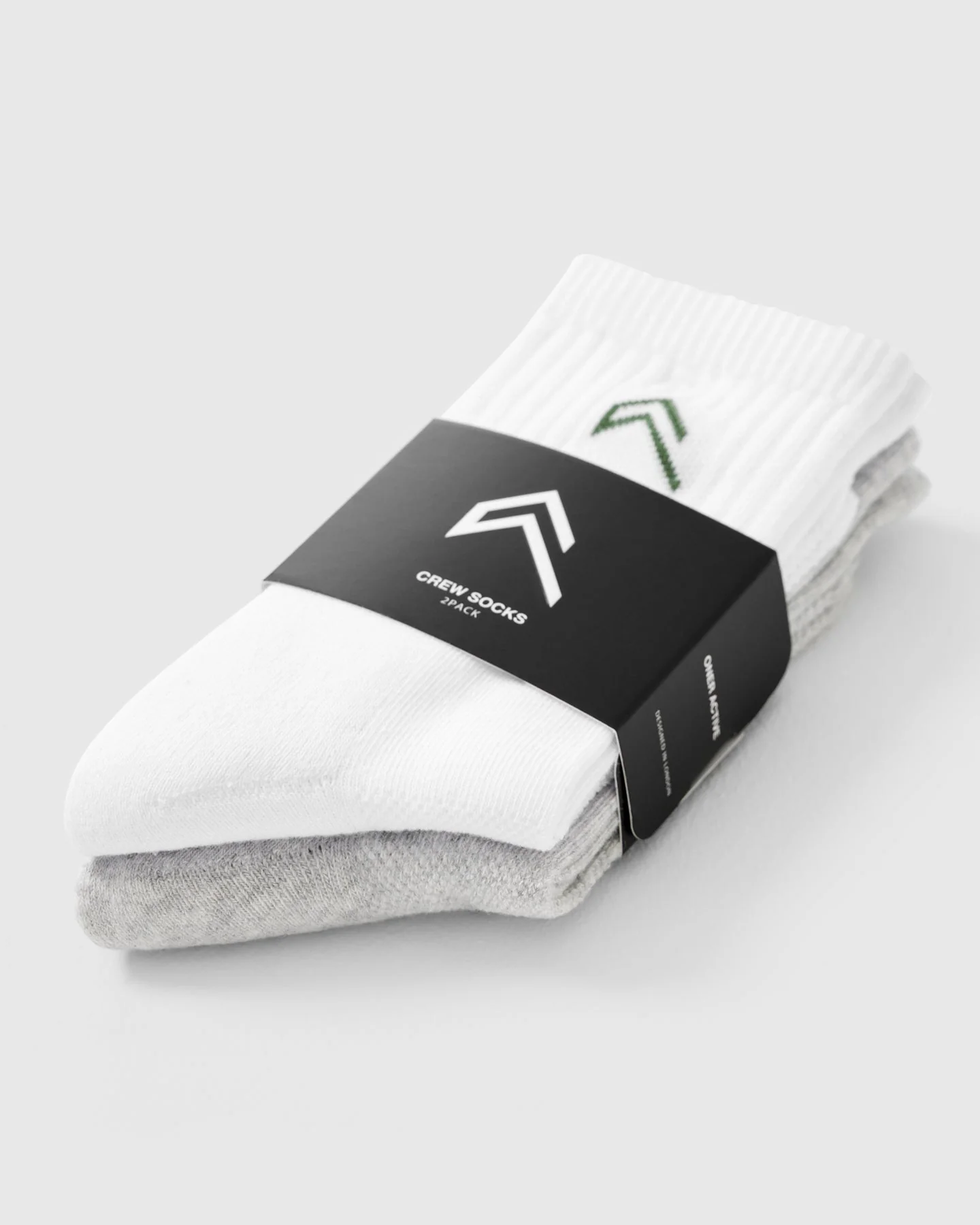 Crew Socks 2 Pack | White/Grey/Forest Green - Image 5