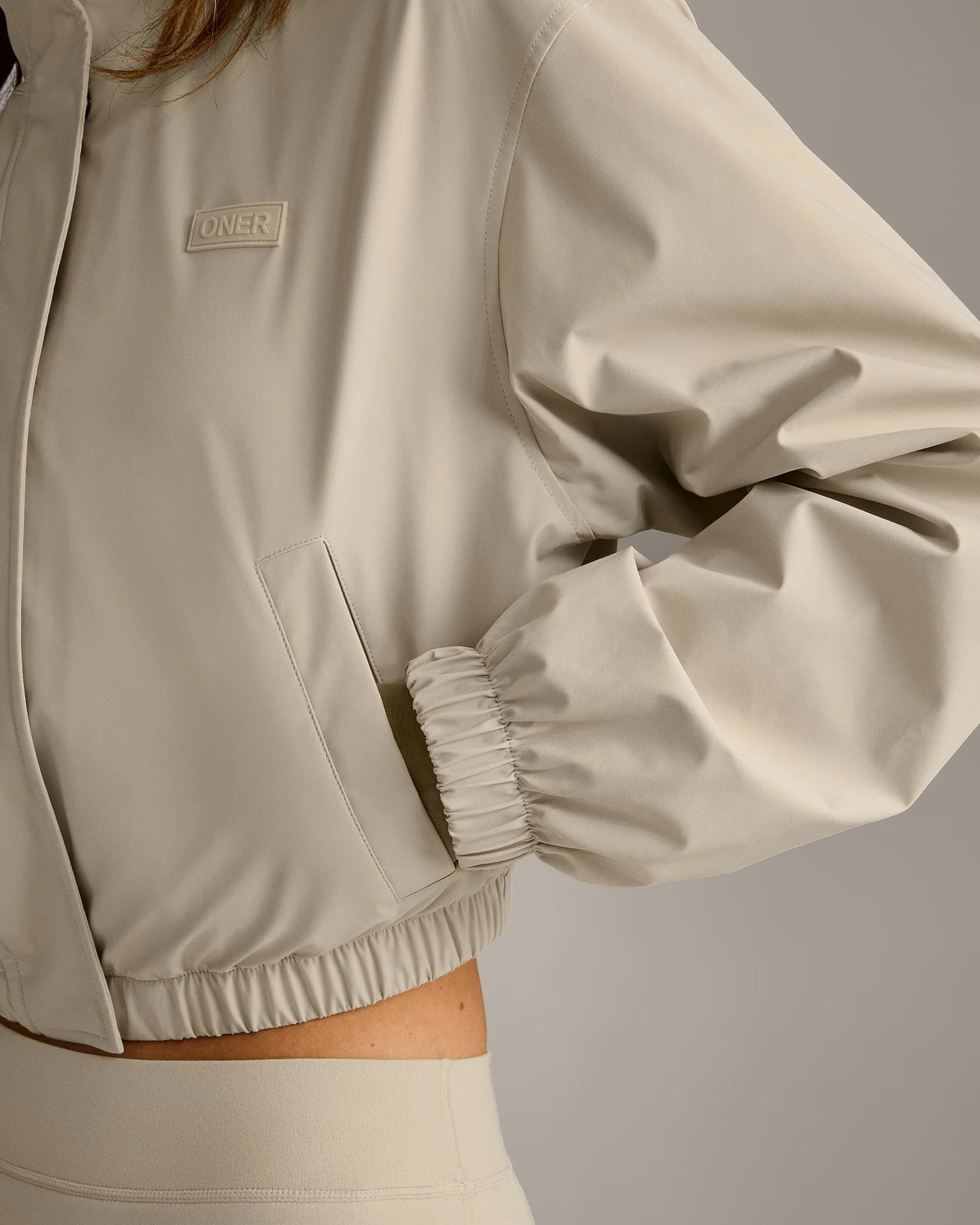 Cropped Bomber Jacket | Oatmeal - Image 5