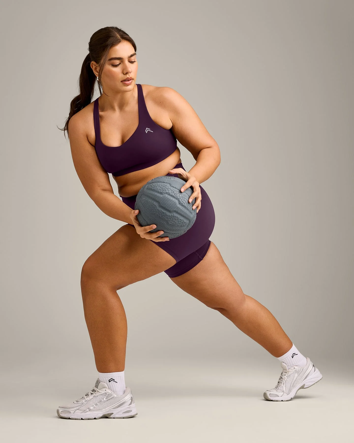 EasyLift™ Cross Back Sports Bra with Grey Logo | Blackberry Purple - Image 3