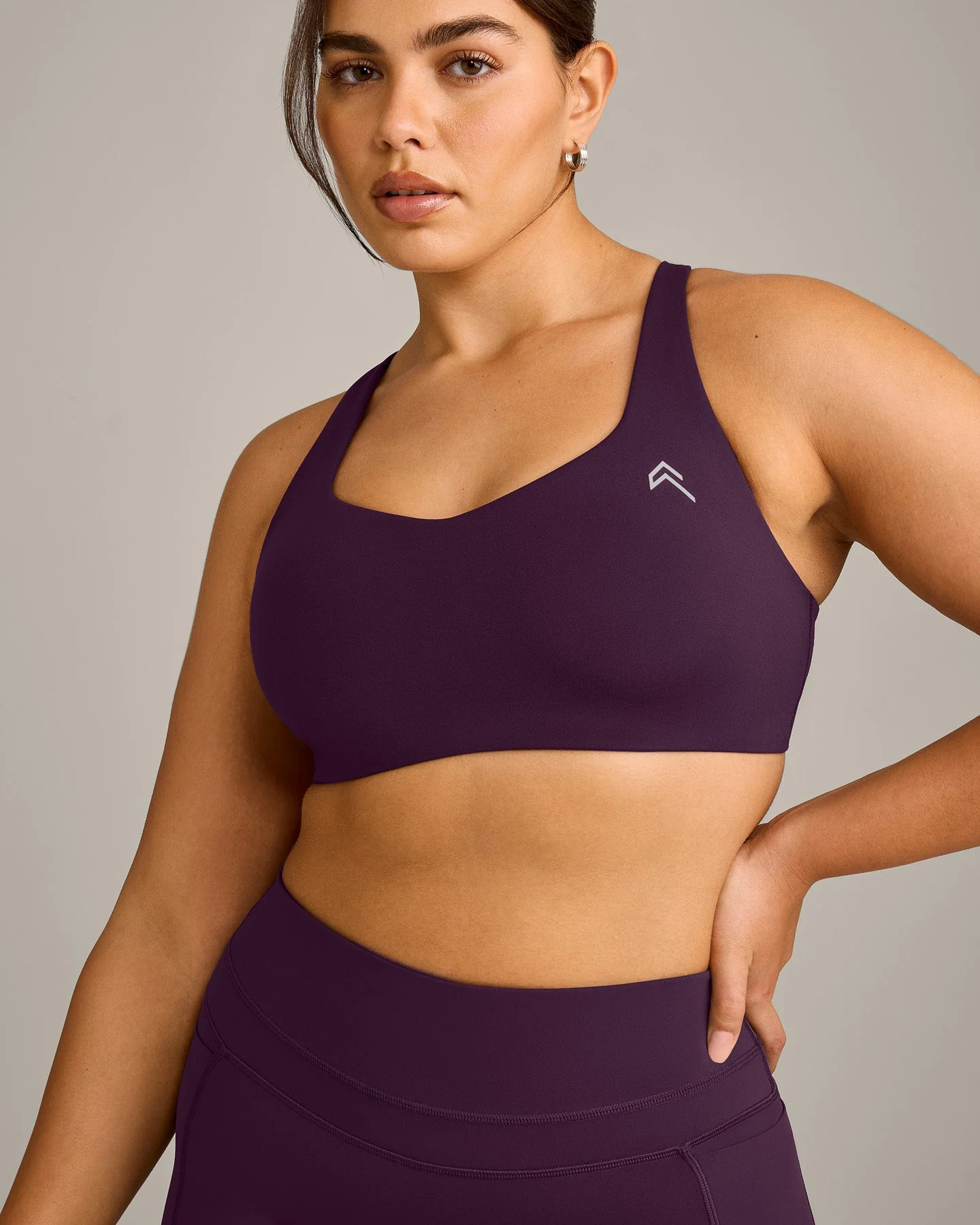 EasyLift™ Cross Back Sports Bra with Grey Logo | Blackberry Purple - Image 4