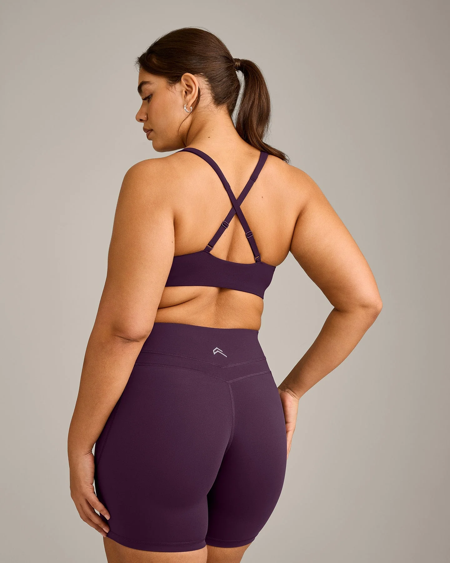 EasyLift™ Cross Back Sports Bra with Grey Logo | Blackberry Purple - Image 5