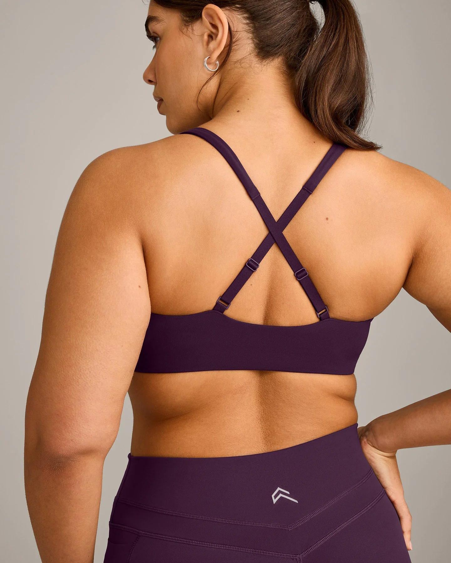 EasyLift™ Cross Back Sports Bra with Grey Logo | Blackberry Purple - Image 6