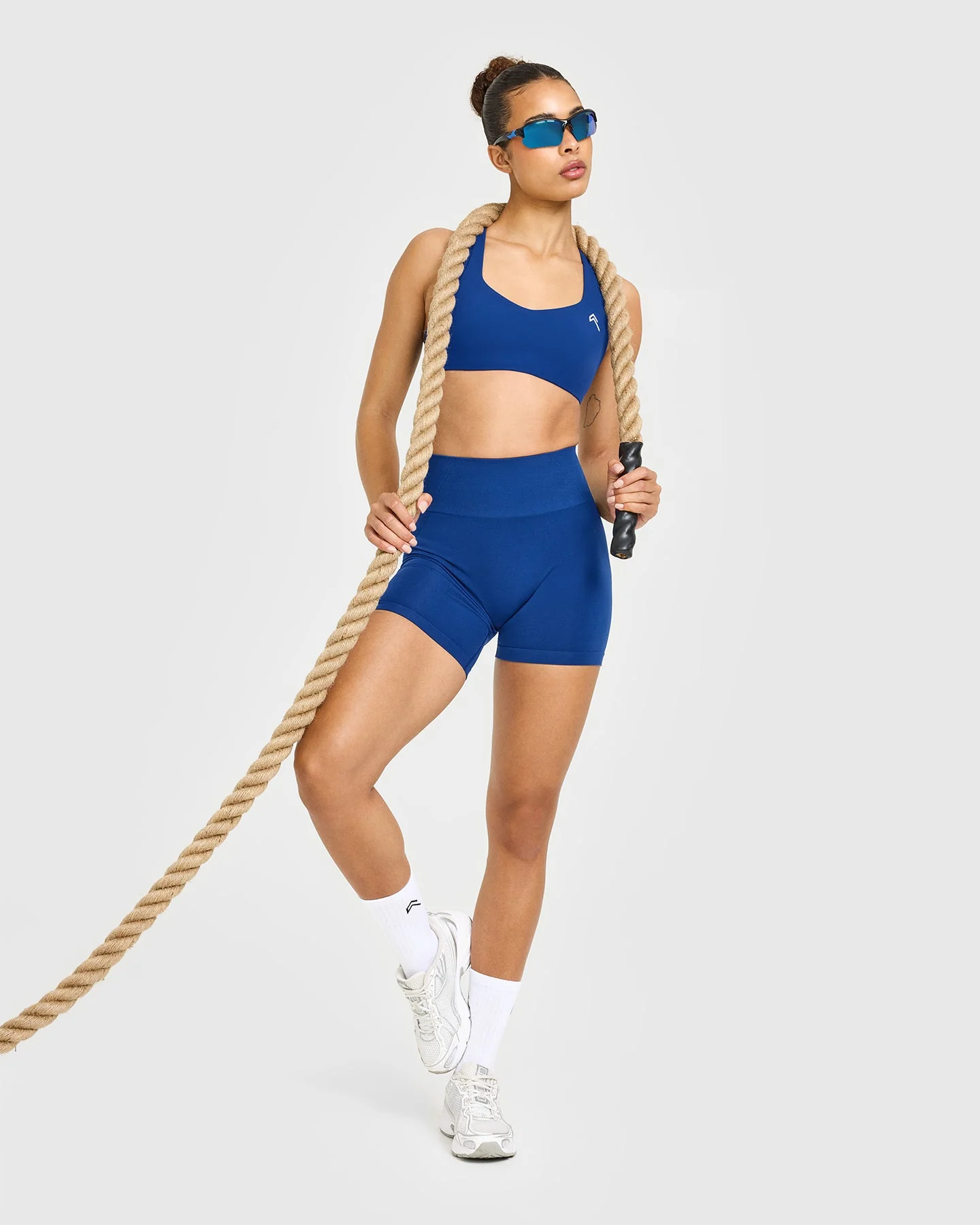 EasyLift™ Cross Back Sports Bra with White Logo | Vintage Navy - Image 3