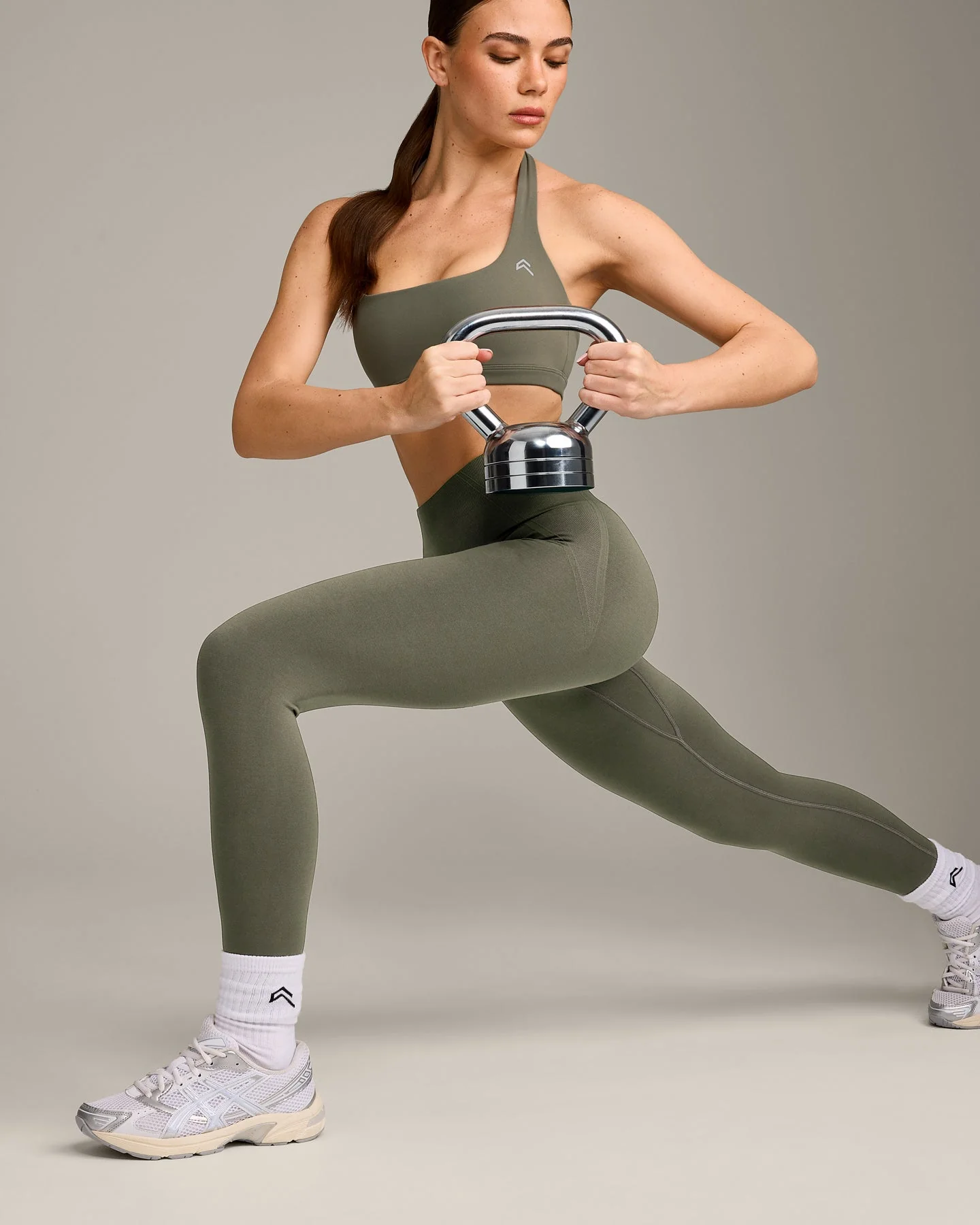 EasyLift™ Halter Bralette with Grey Logo | Alpine Green - Image 6