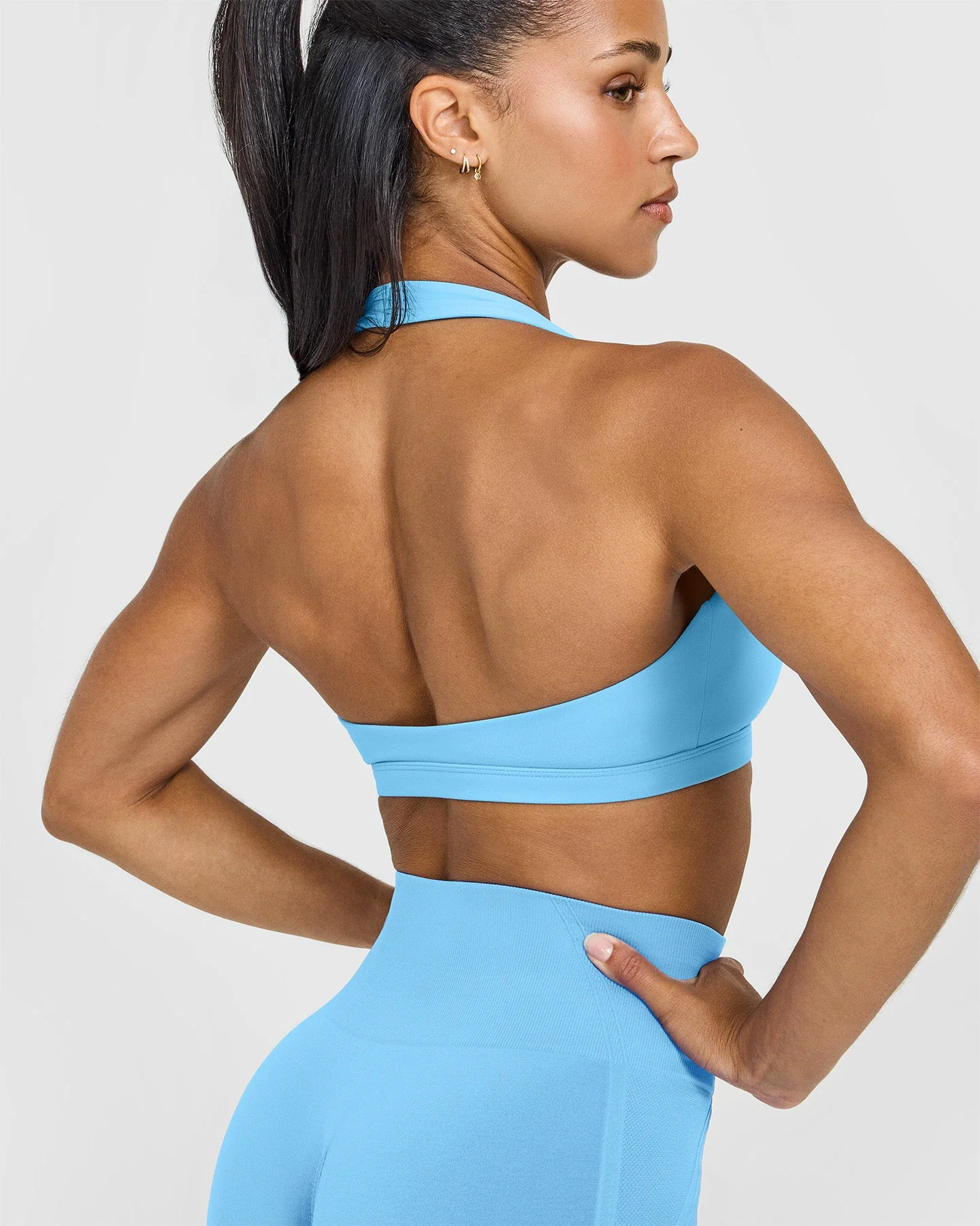 EasyLift™ Halter Bralette with White Logo | Arctic Blue - Image 4