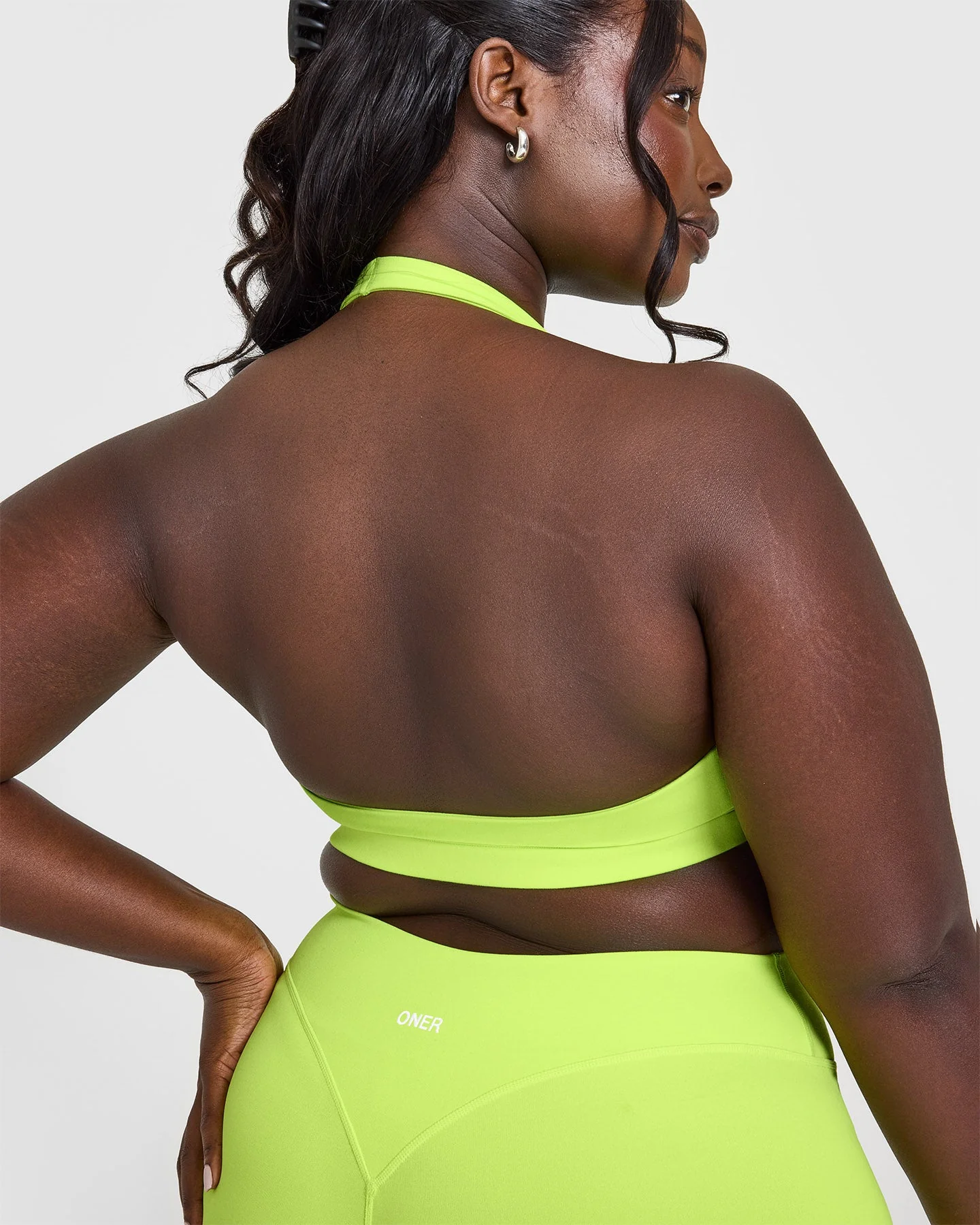 EasyLift™ Halter Bralette with White Logo | Citrus Green - Image 4