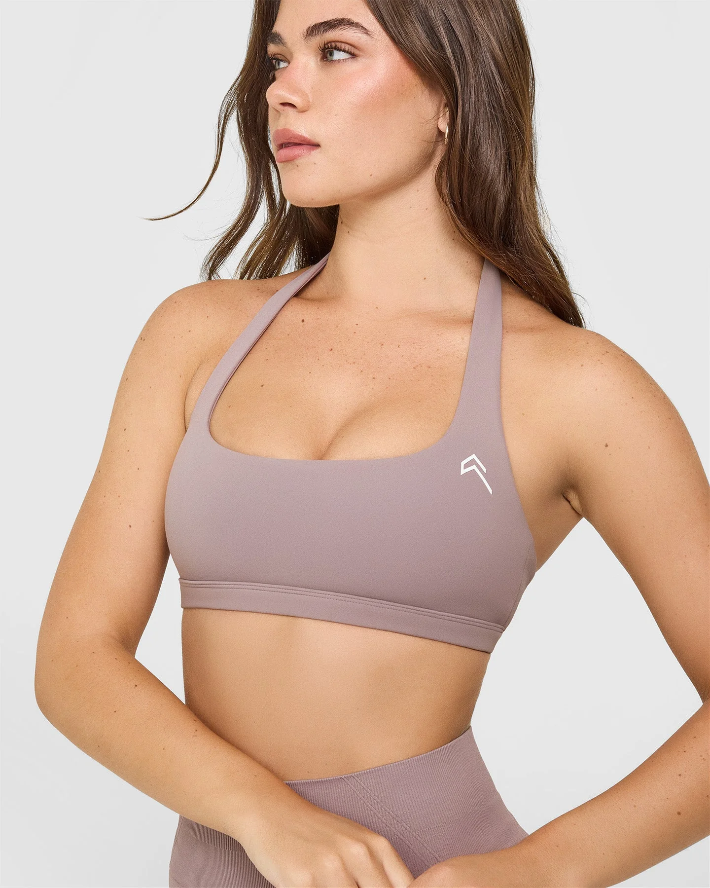 EasyLift™ Halter Bralette with White Logo | Dusty Purple - Image 5