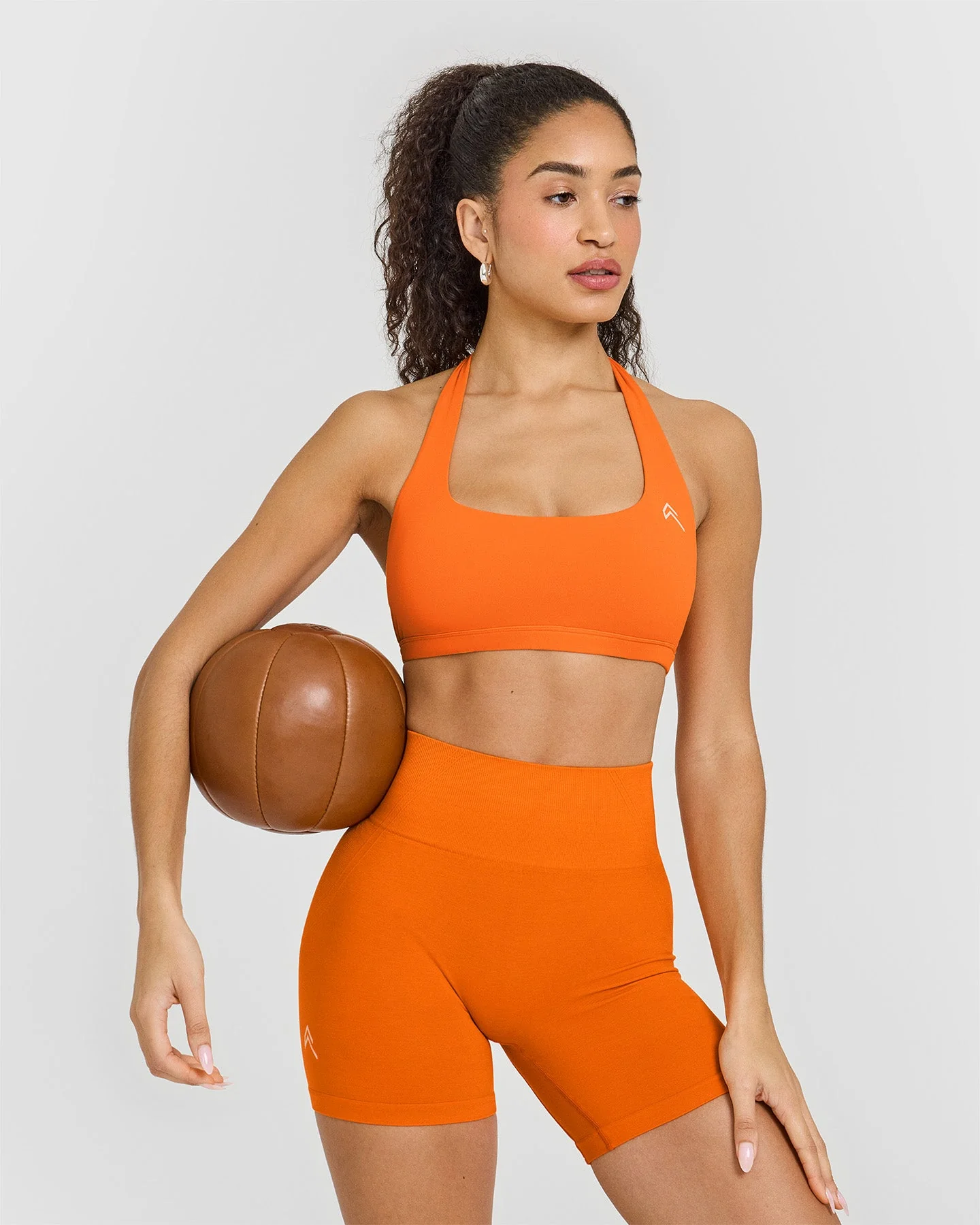EasyLift™ Halter Bralette with White Logo | Flame Orange - Image 6