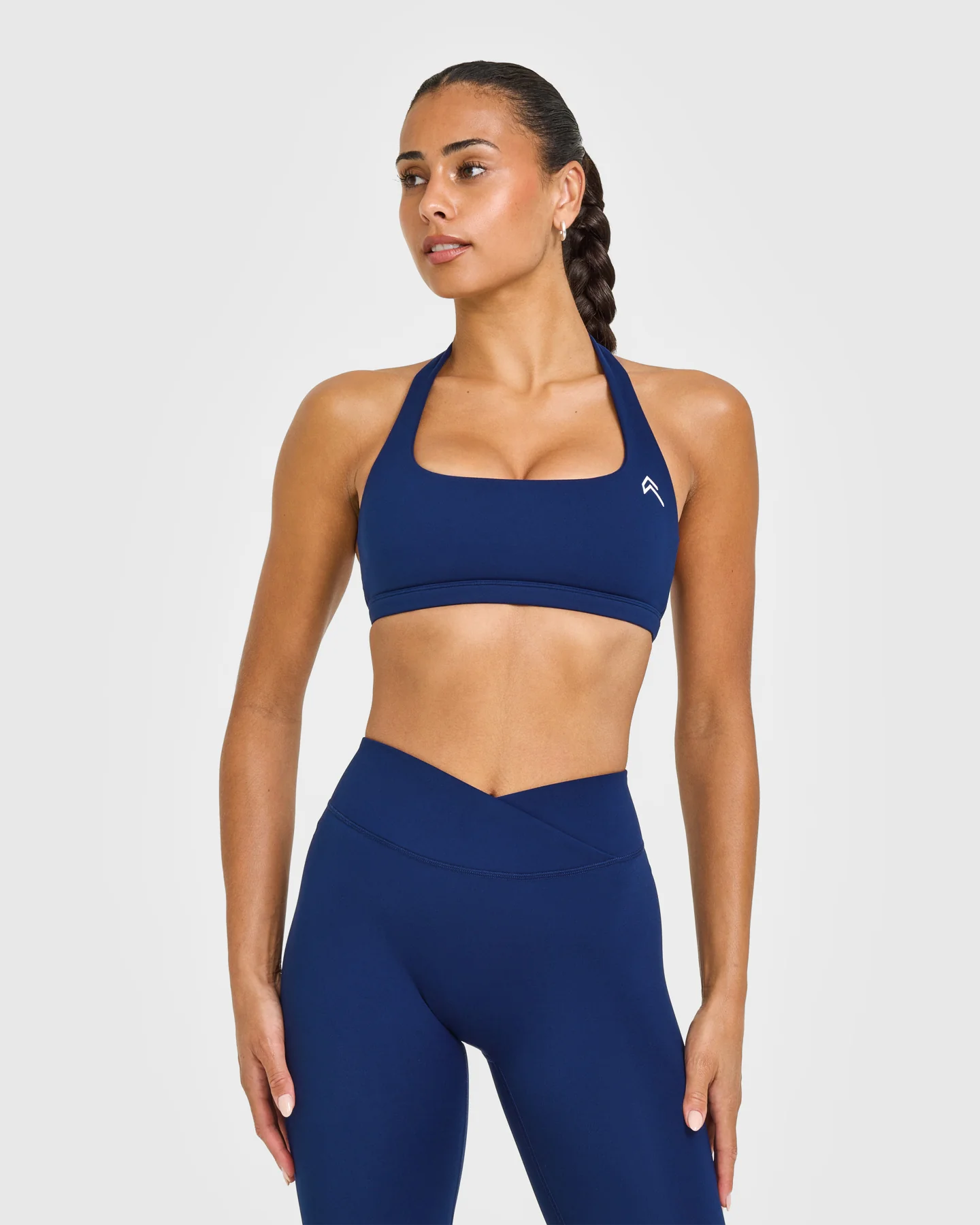 EasyLift™ Halter Bralette with White Logo | Midnight
