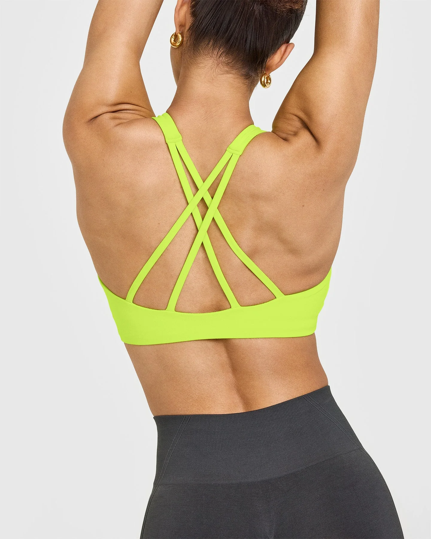 EasyLift™ High Neck Sports Bra with White Logo | Charged Lime Green - Image 4