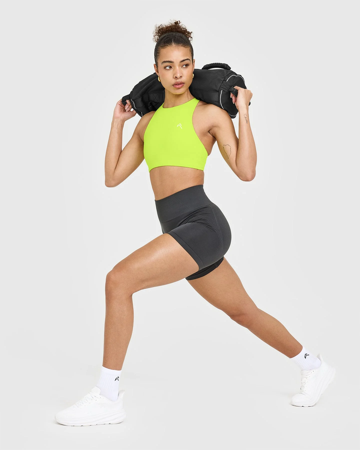 EasyLift™ High Neck Sports Bra with White Logo | Charged Lime Green - Image 6