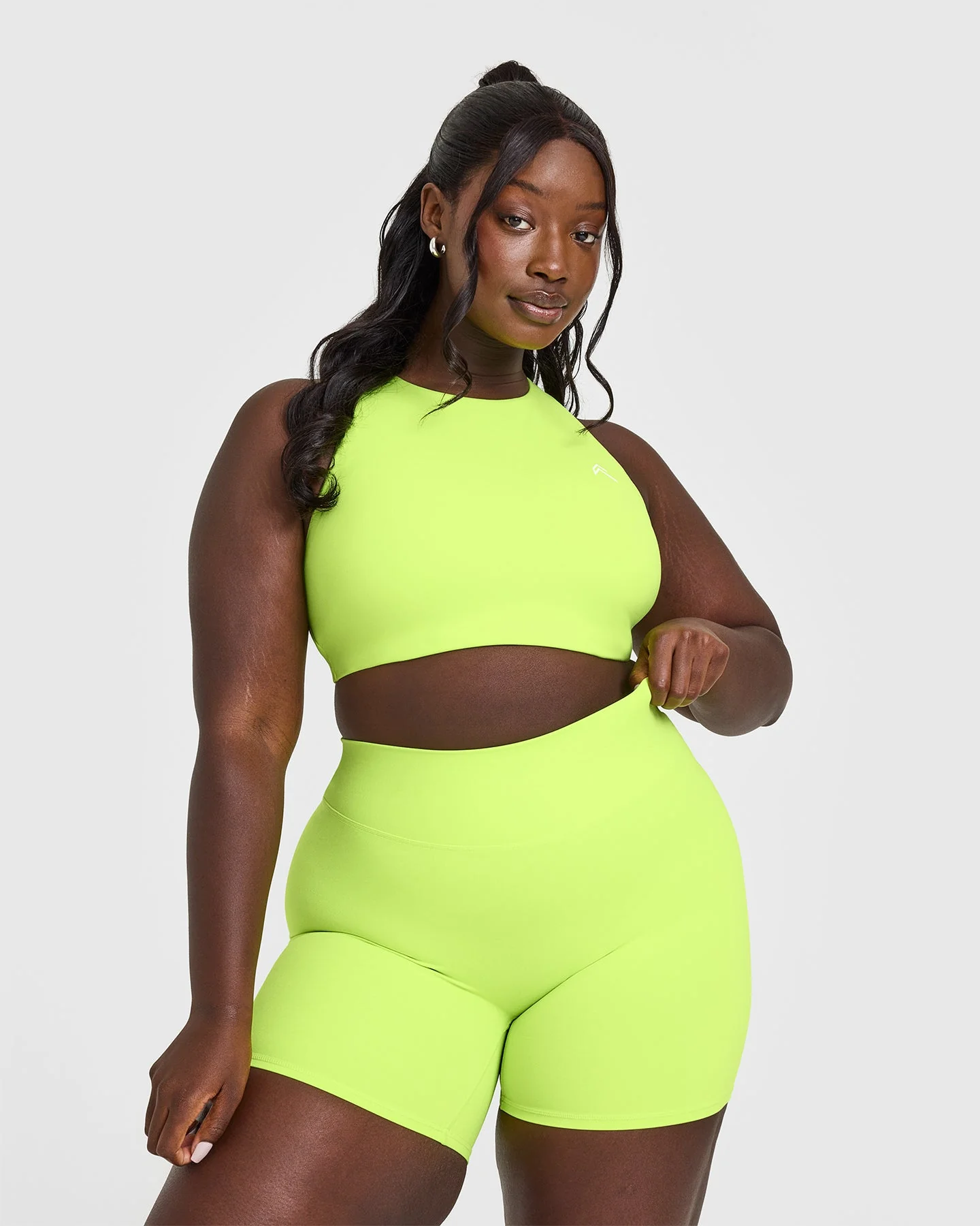 EasyLift™ High Neck Sports Bra with White Logo | Citrus Green