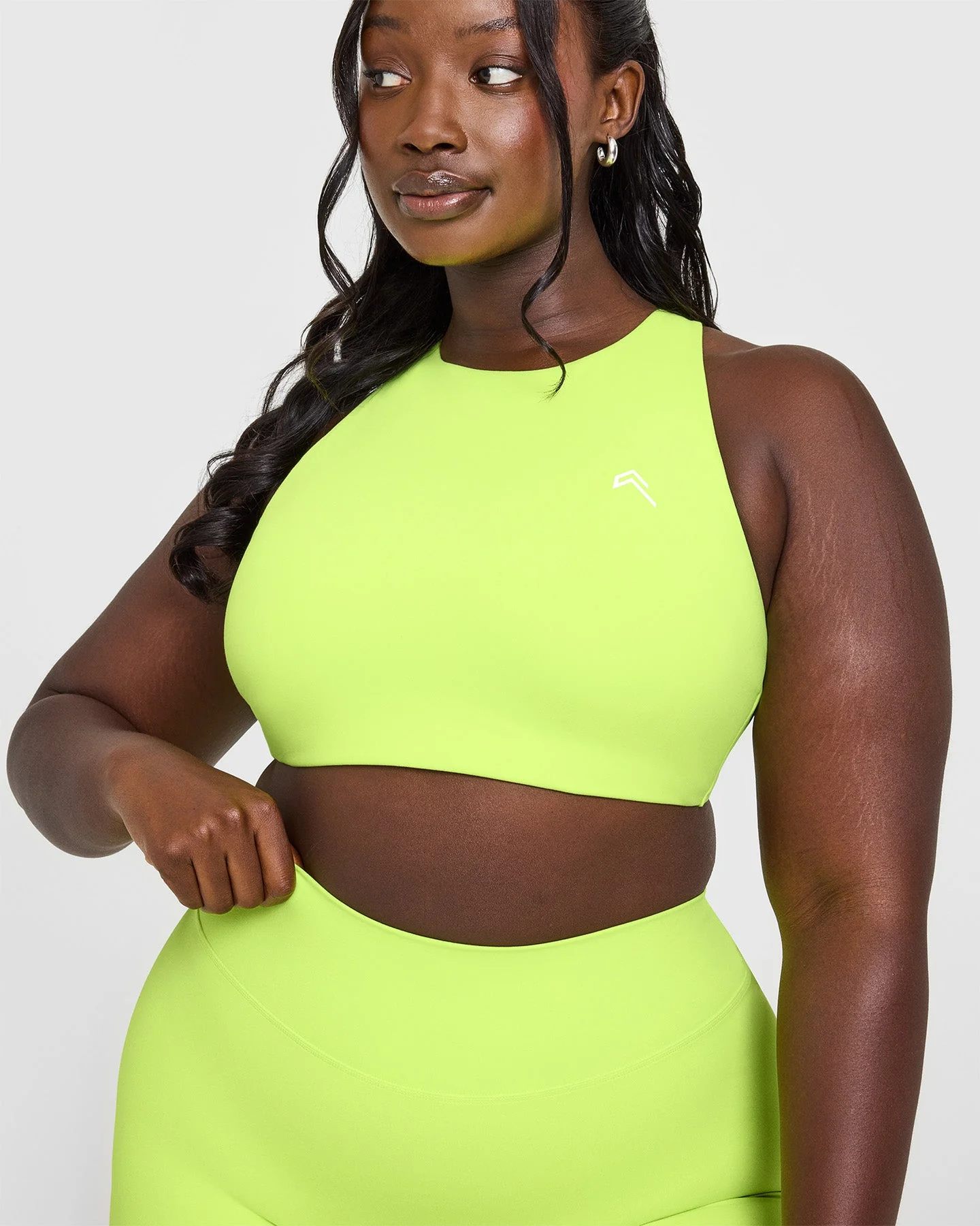EasyLift™ High Neck Sports Bra with White Logo | Citrus Green - Image 5