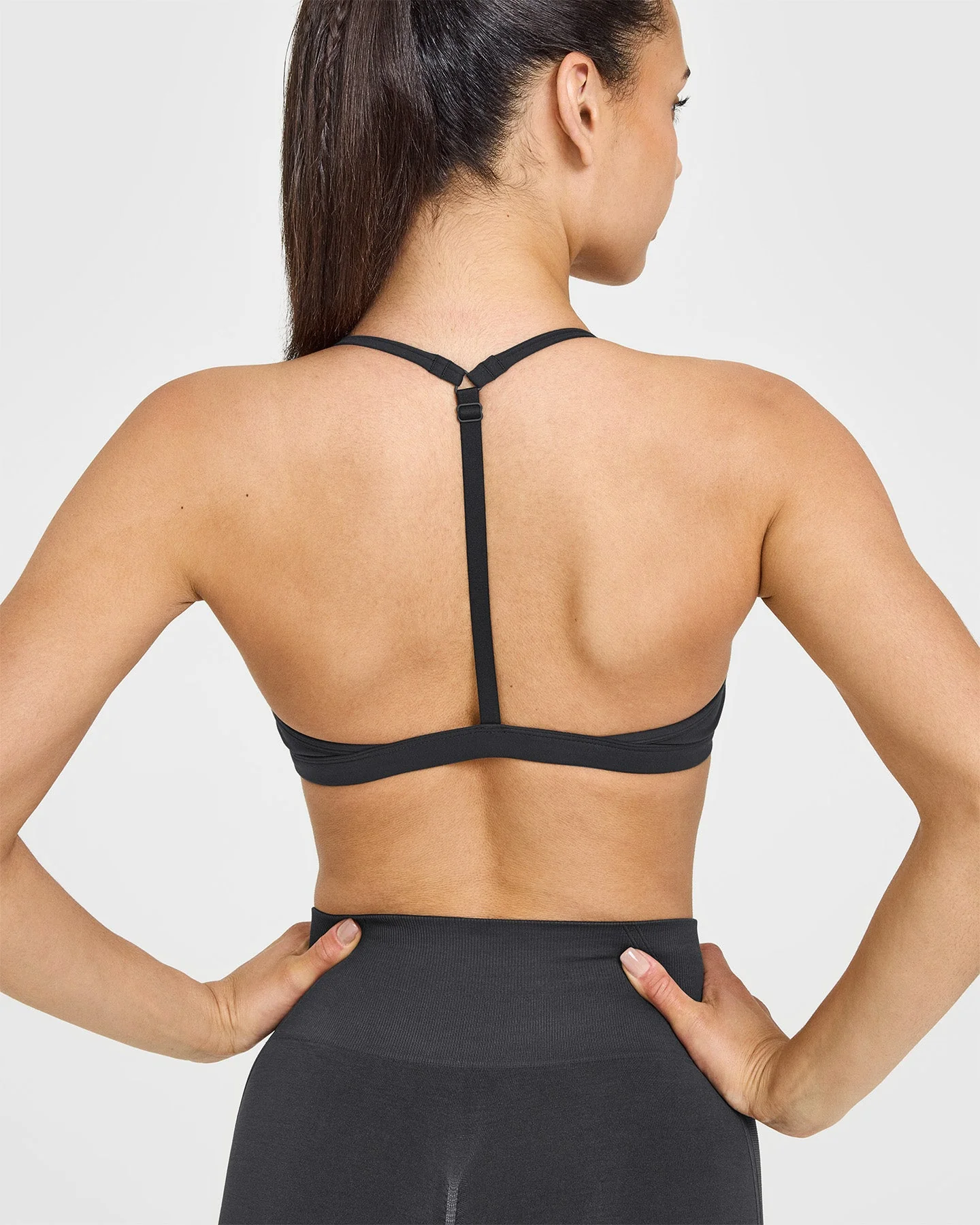 EasyLift™ Ultra Minimal V Neck Bralette with White Logo | Coal - Image 4