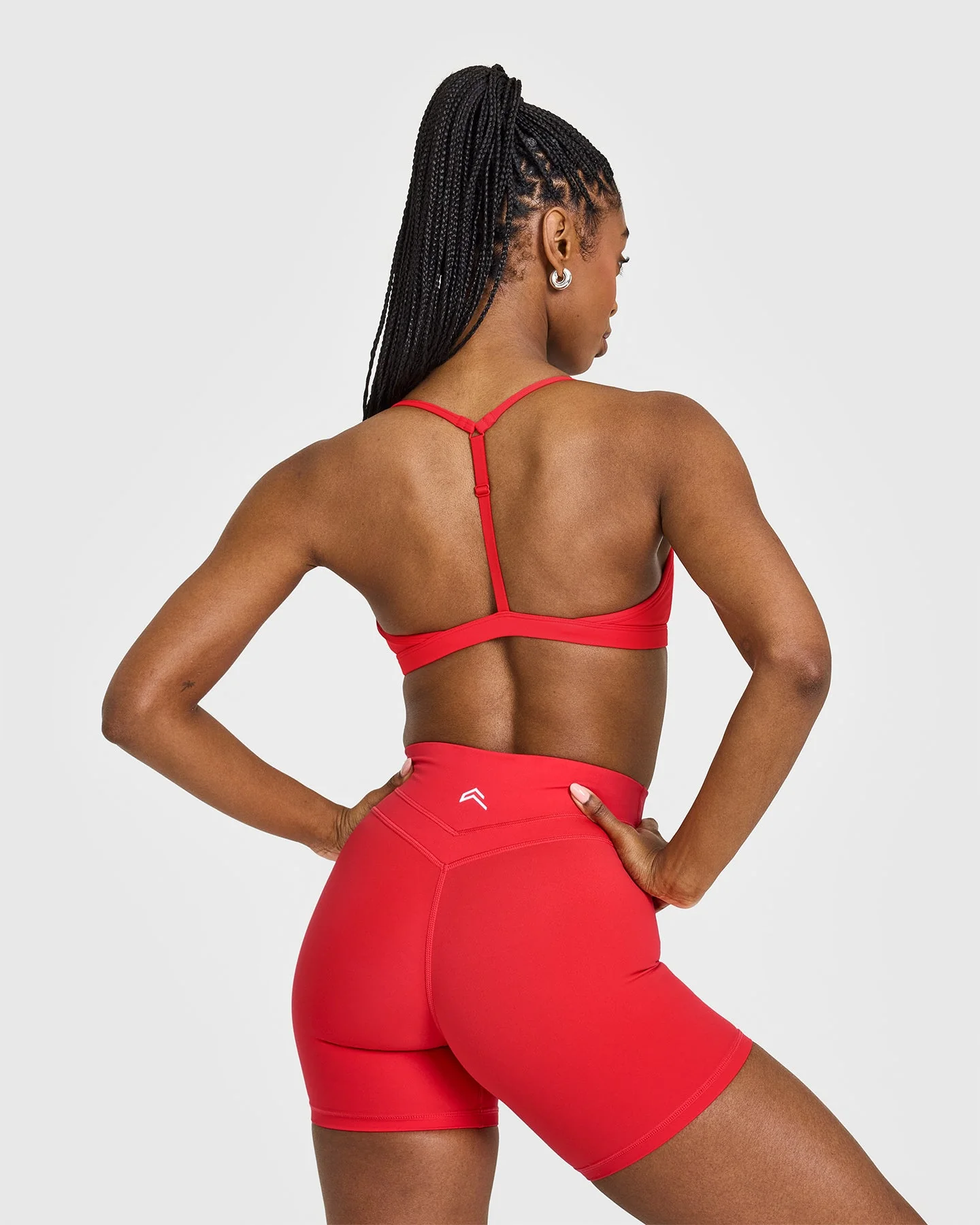 EasyLift™ Ultra Minimal V Neck Bralette with White Logo | Muscle Mommy Red - Image 4