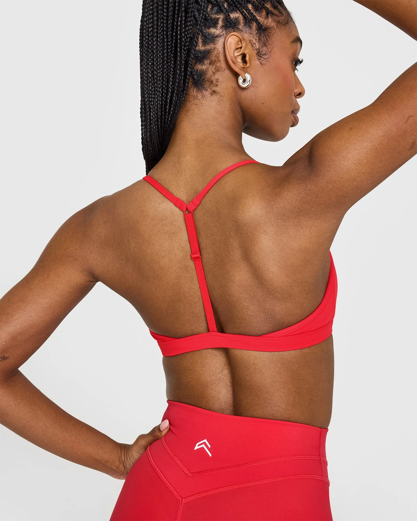 EasyLift™ Ultra Minimal V Neck Bralette with White Logo | Muscle Mommy Red - Image 6