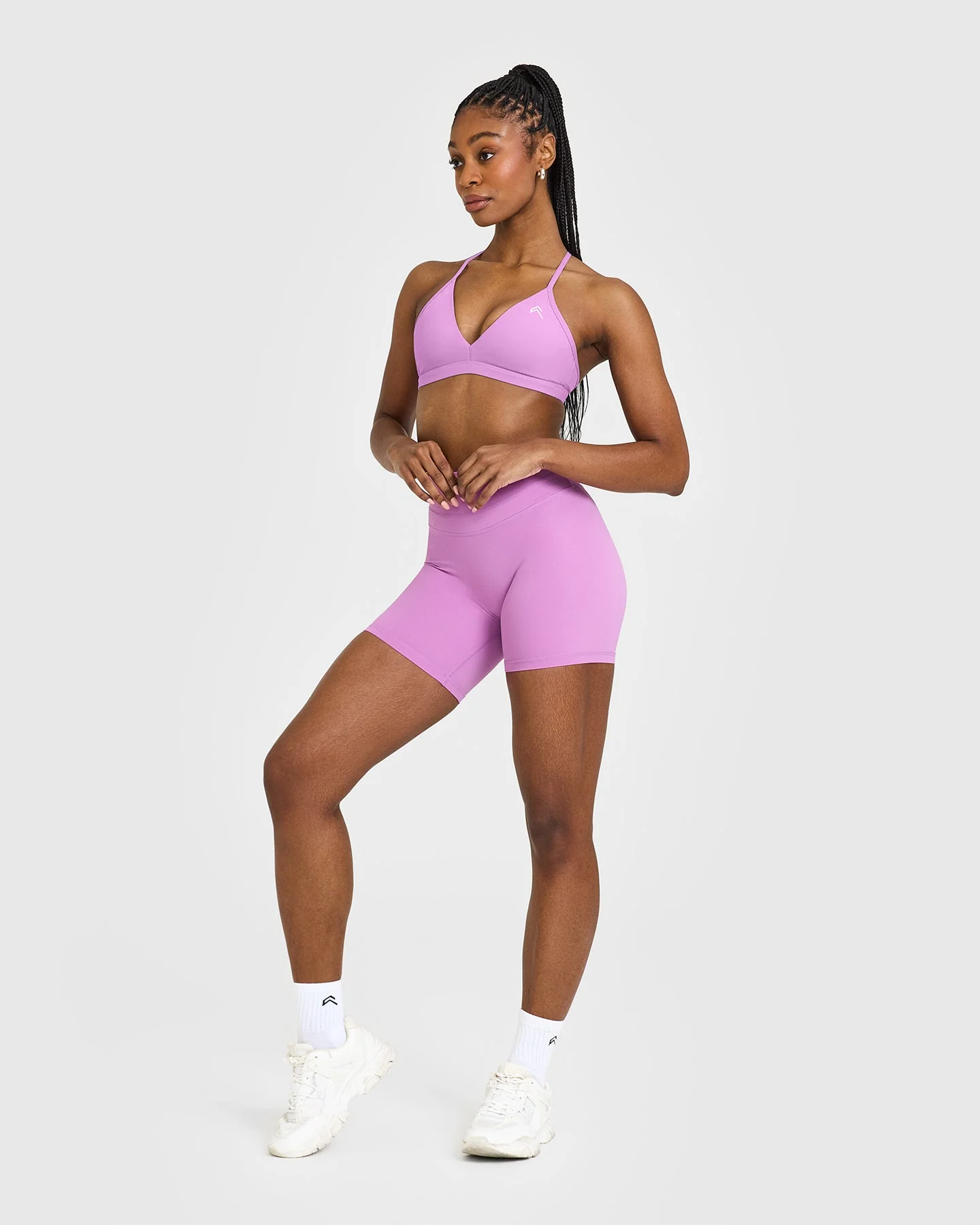 EasyLift™ Ultra Minimal V Neck Bralette with White Logo | Orchid Purple - Image 3