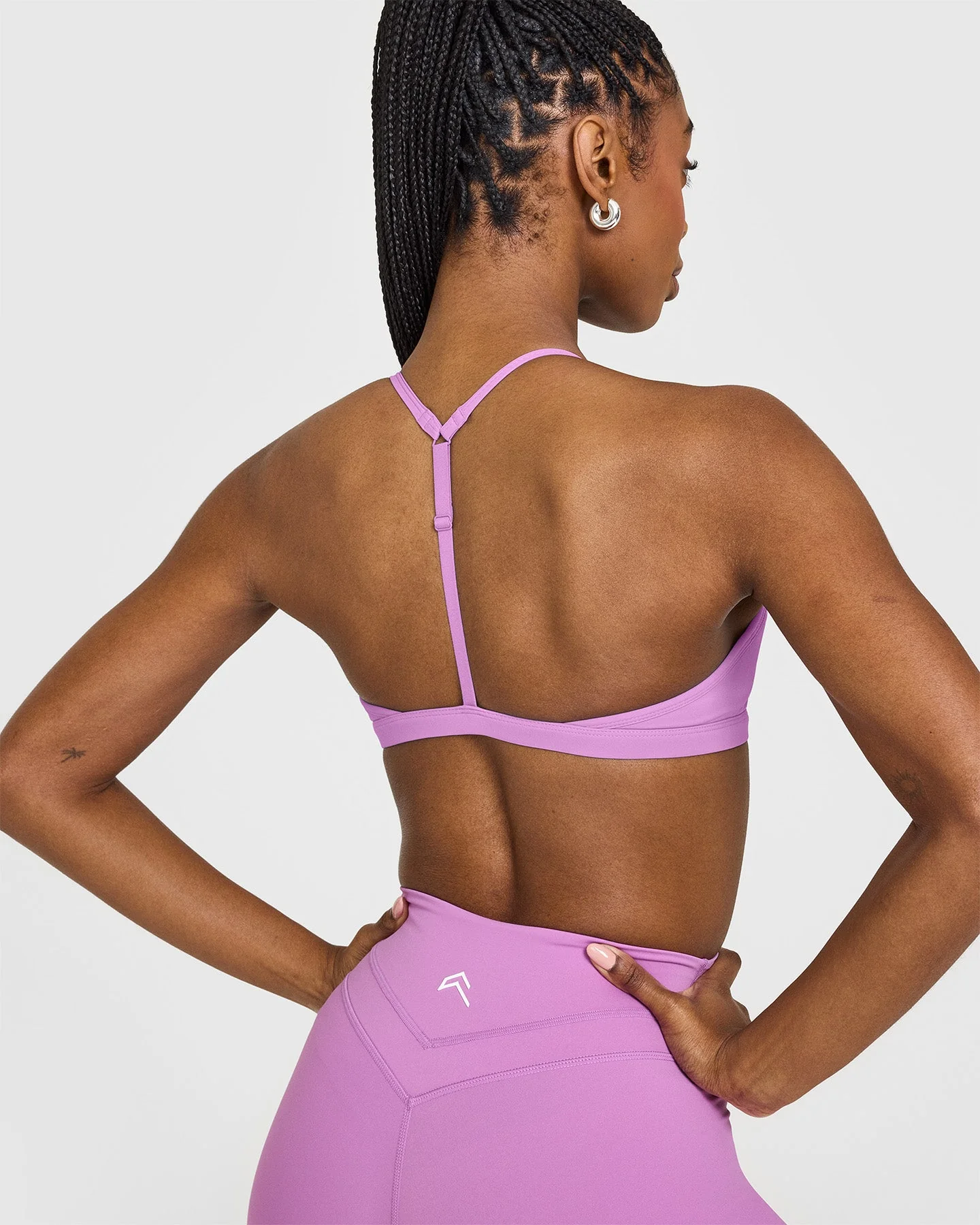 EasyLift™ Ultra Minimal V Neck Bralette with White Logo | Orchid Purple - Image 5