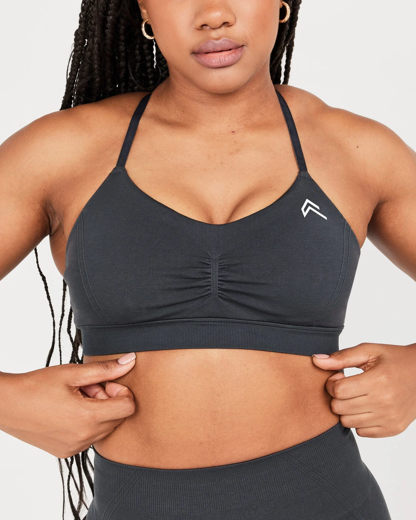 EffortlessLift™ Micro Bralette with White Logo | Coal - Image 4