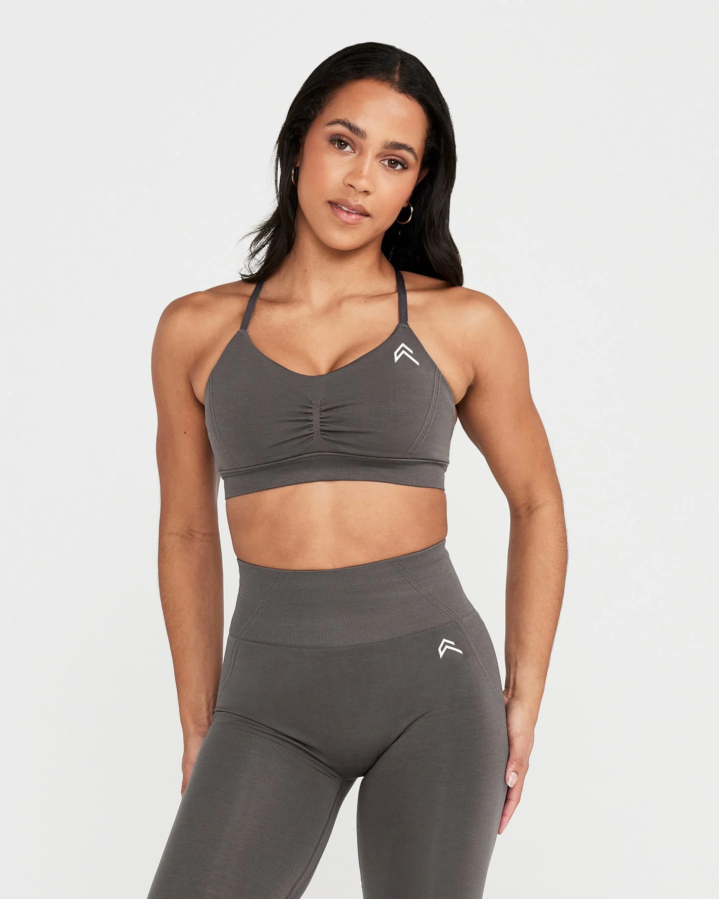 EffortlessLift™ Micro Bralette with White Logo | Deep Taupe