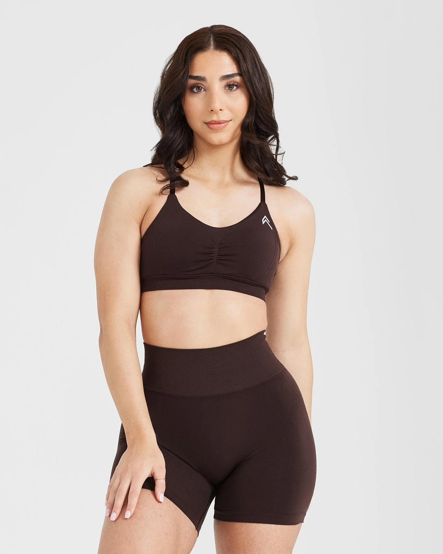 EffortlessLift™ Micro Bralette with White Logo | 70% Cocoa