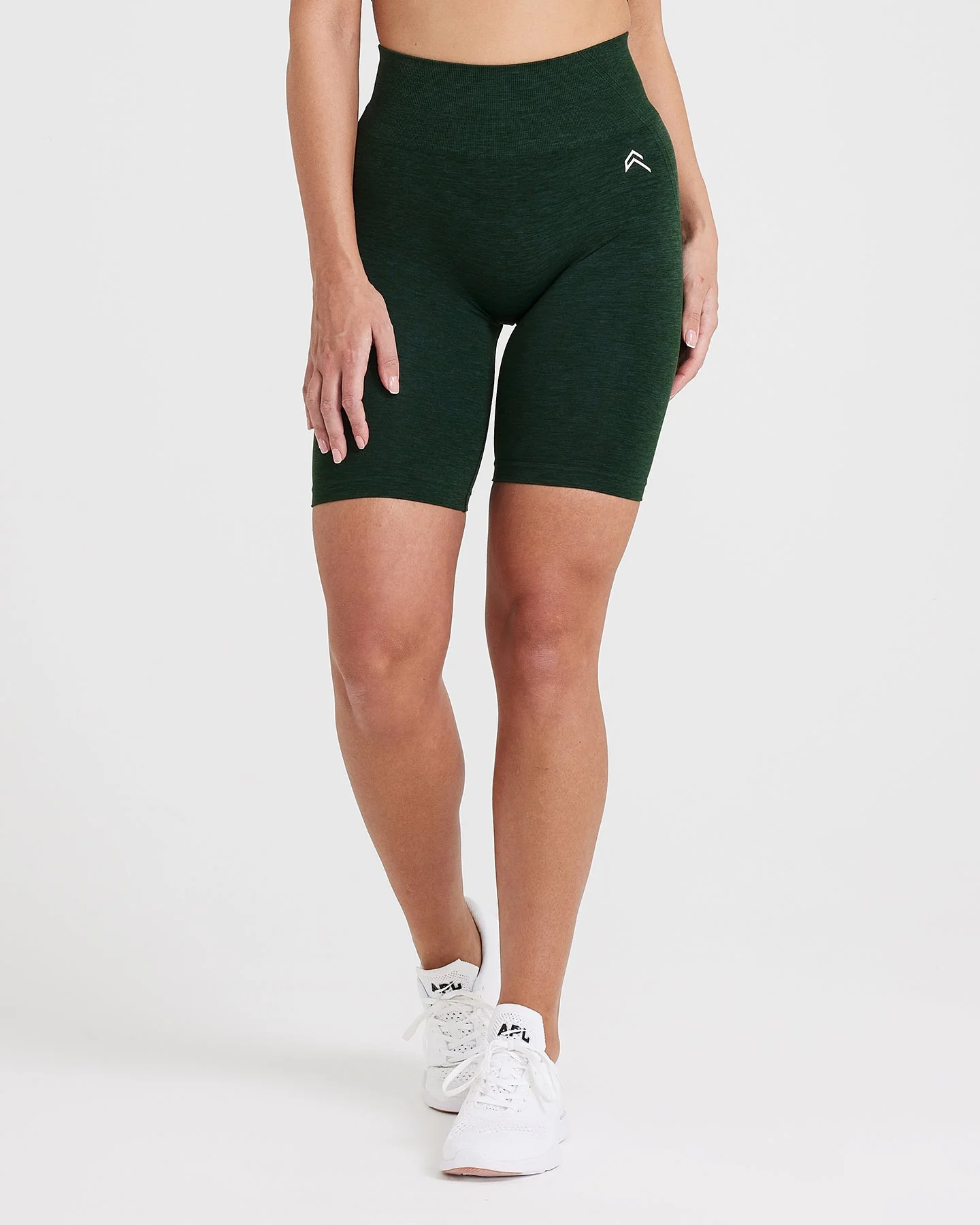 EffortlessLift™ Seamless Cycling Shorts with White Logo | Evergreen