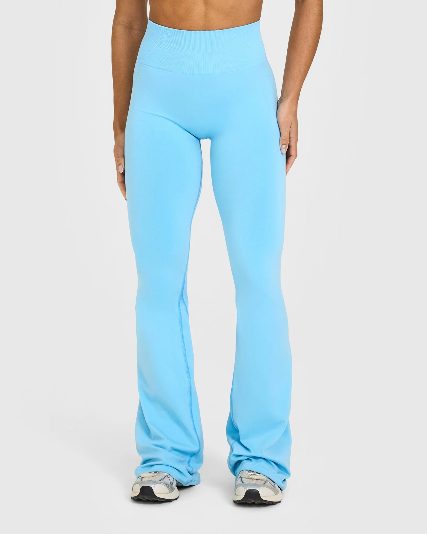 EffortlessLift™ Seamless Flared Bottoms with White Logo | Arctic Blue - Image 2
