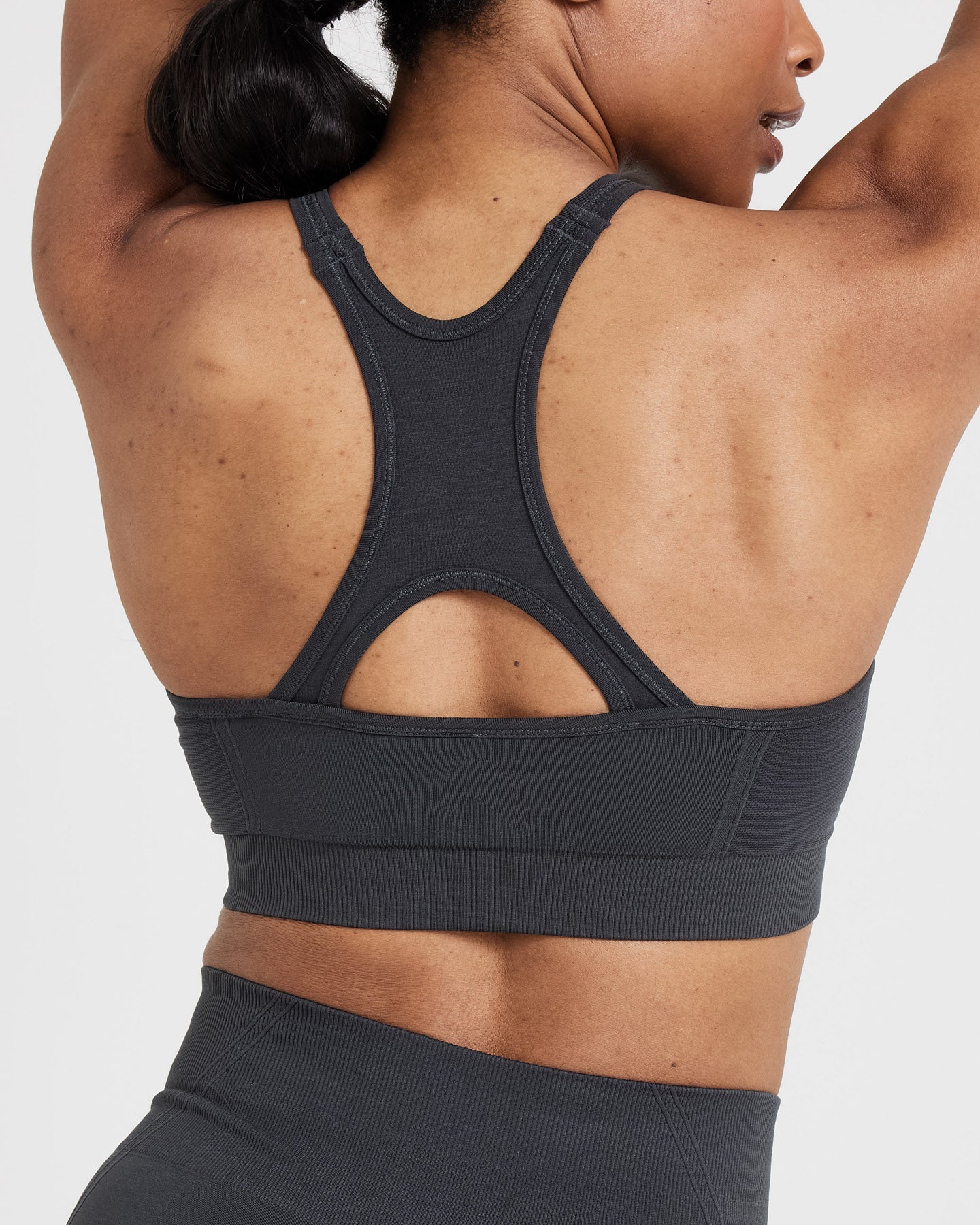 EffortlessLift™ Seamless High Neck Bralette with White Logo | Coal - Image 5