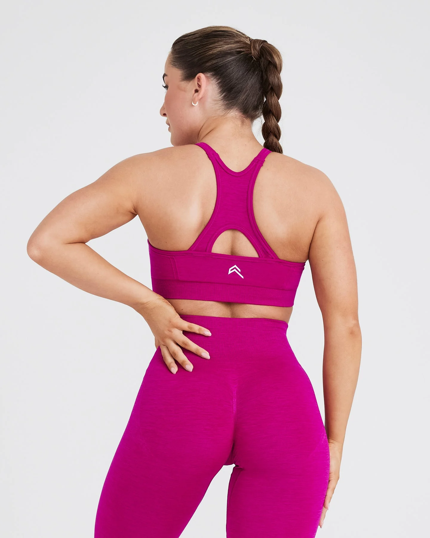 EffortlessLift™ Seamless High Neck Bralette with White Logo | Fuchsia - Image 2