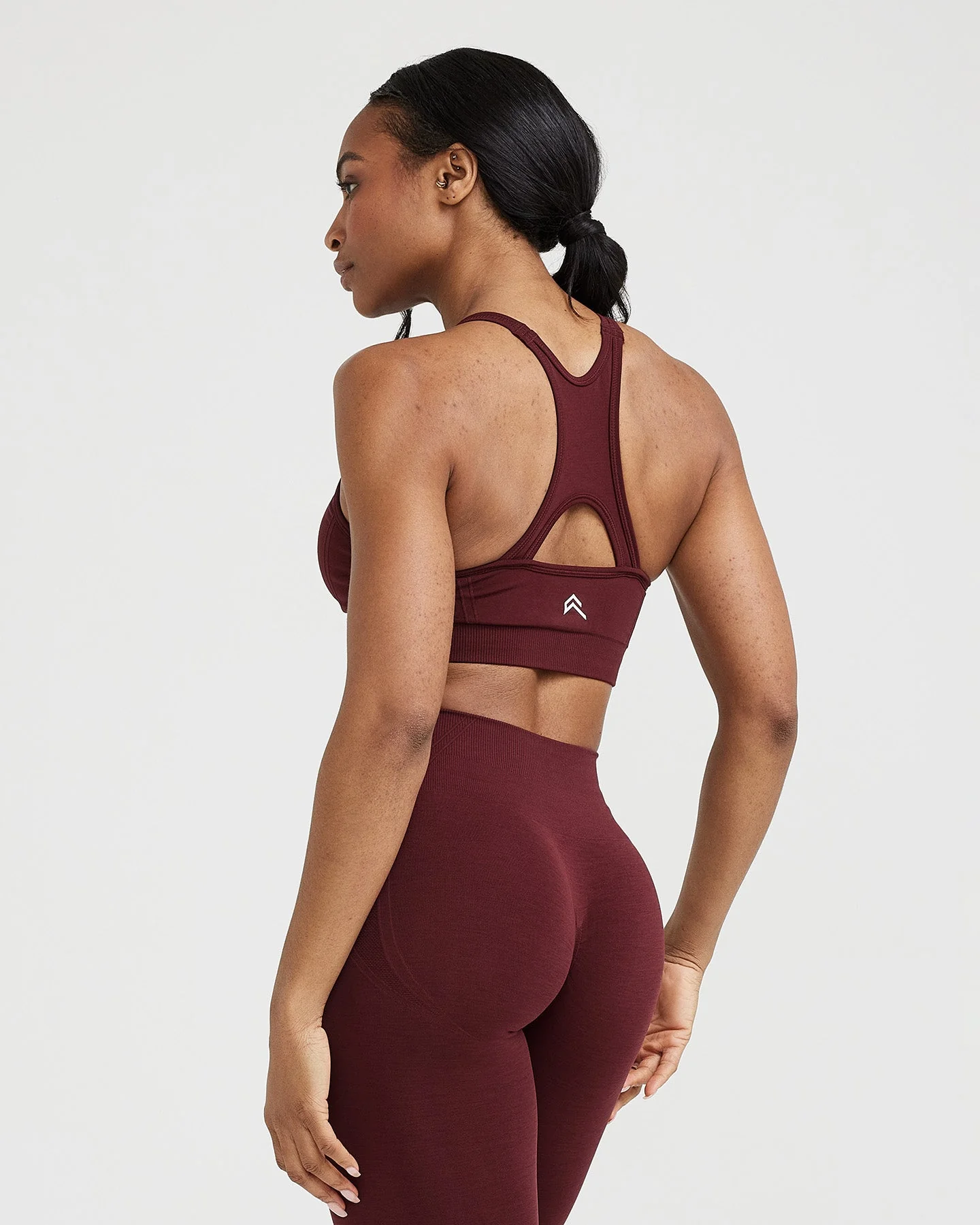 EffortlessLift™ Seamless High Neck Bralette with White Logo | Rosewood - Image 4