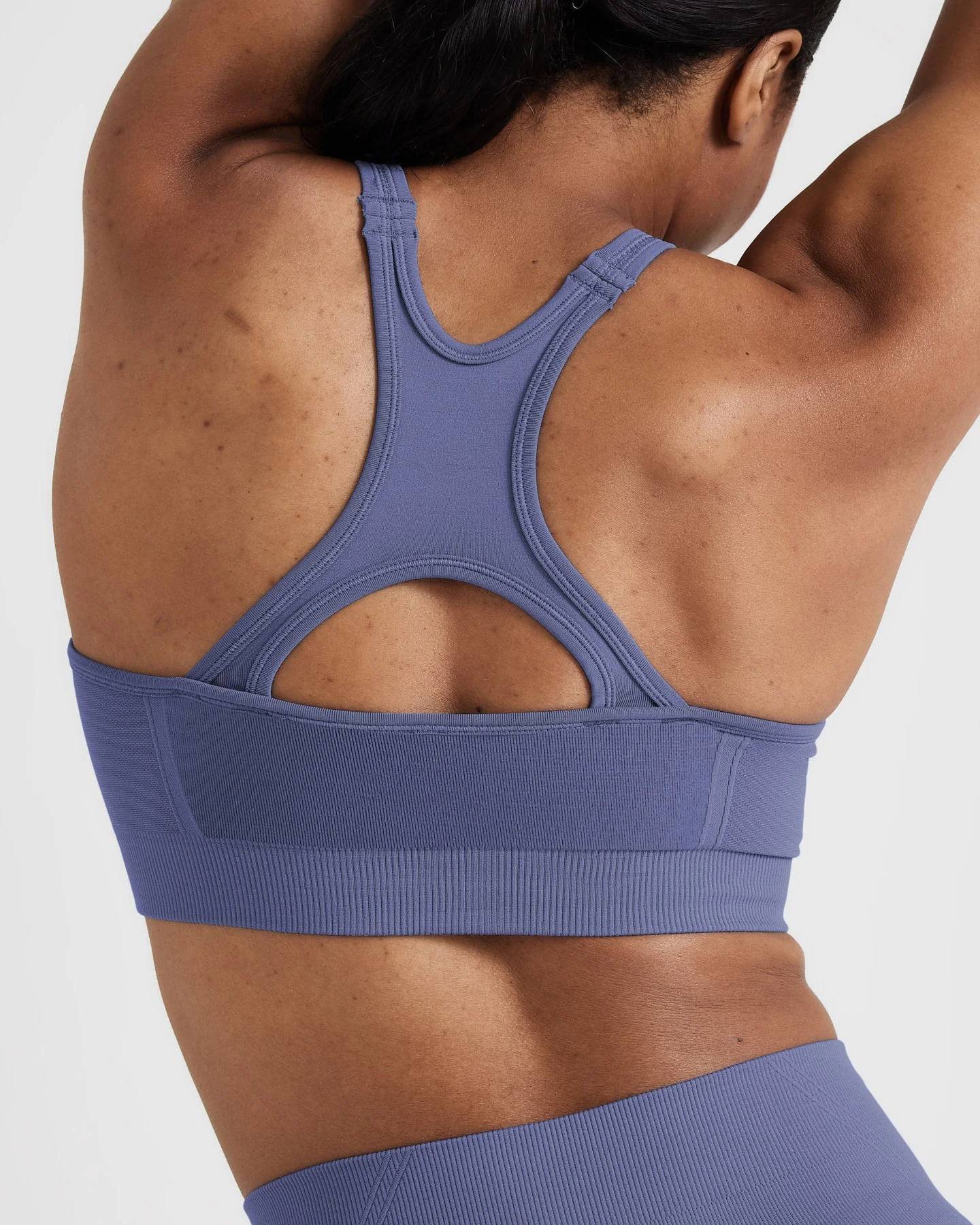 EffortlessLift™ Seamless High Neck Bralette with White Logo | Slate Blue - Image 5