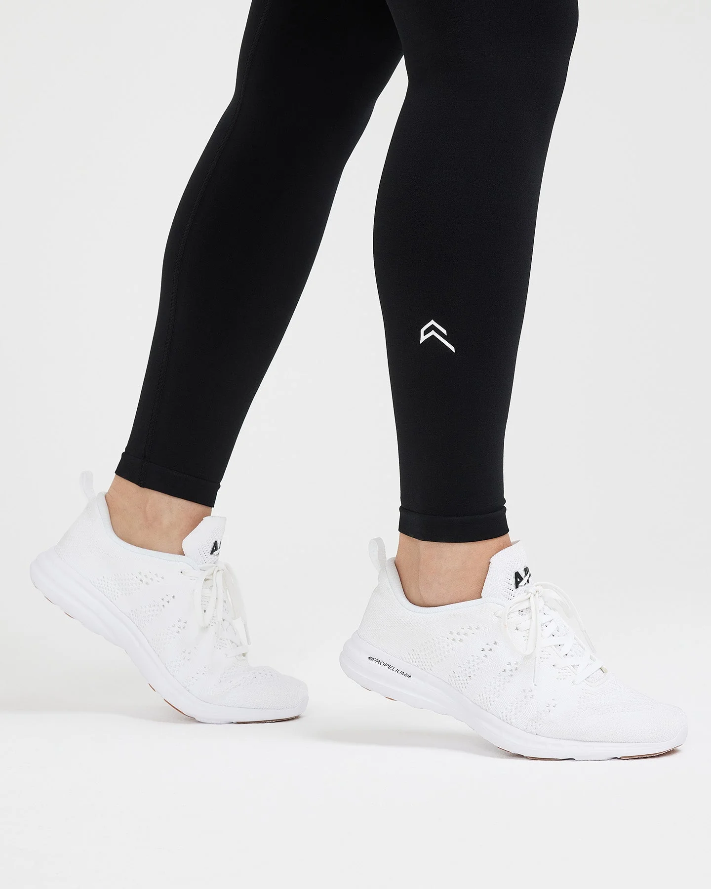EffortlessLift™ Seamless Leggings with White Logo | Black - Image 5