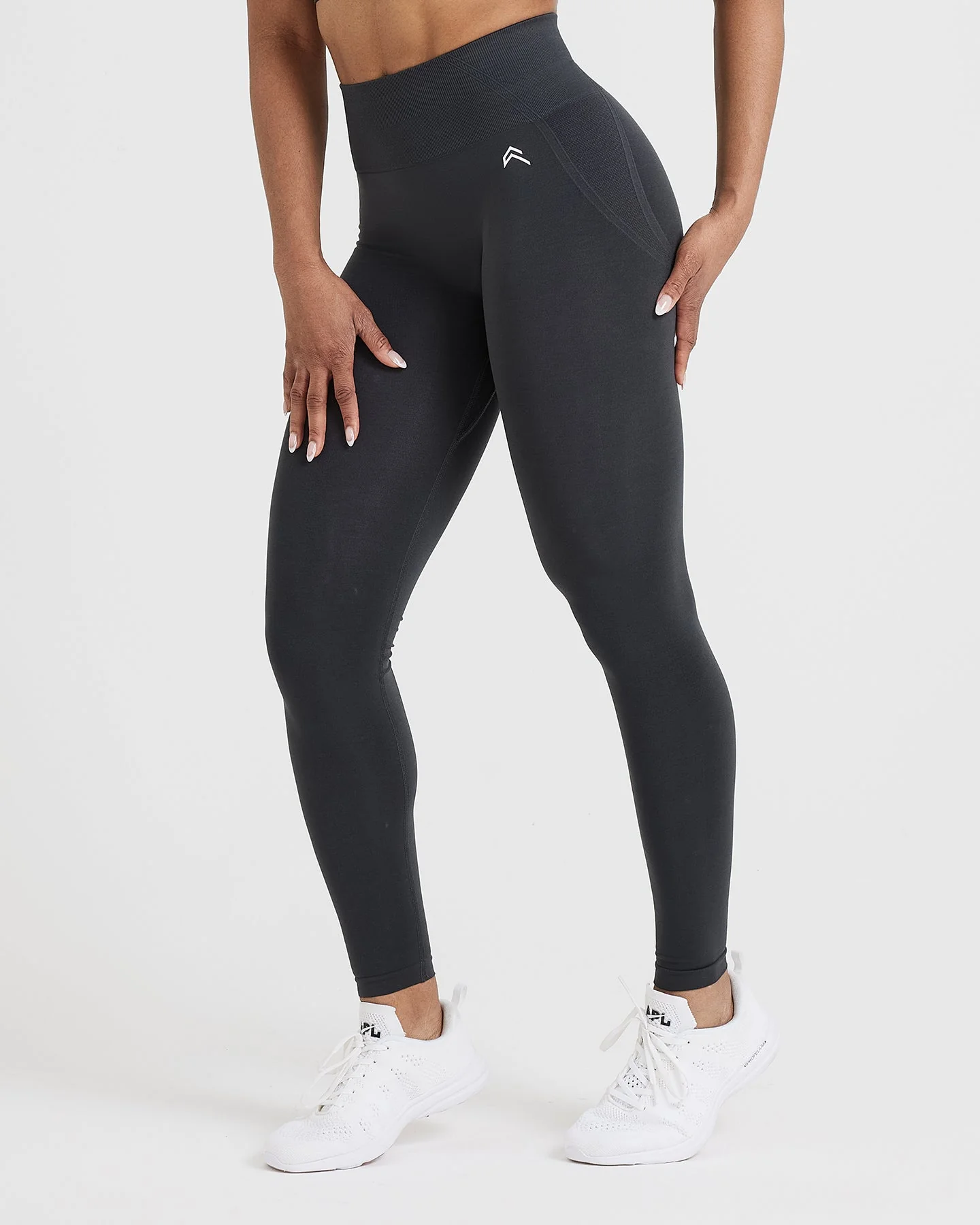 EffortlessLift™ Seamless Leggings with White Logo | Coal - Image 3