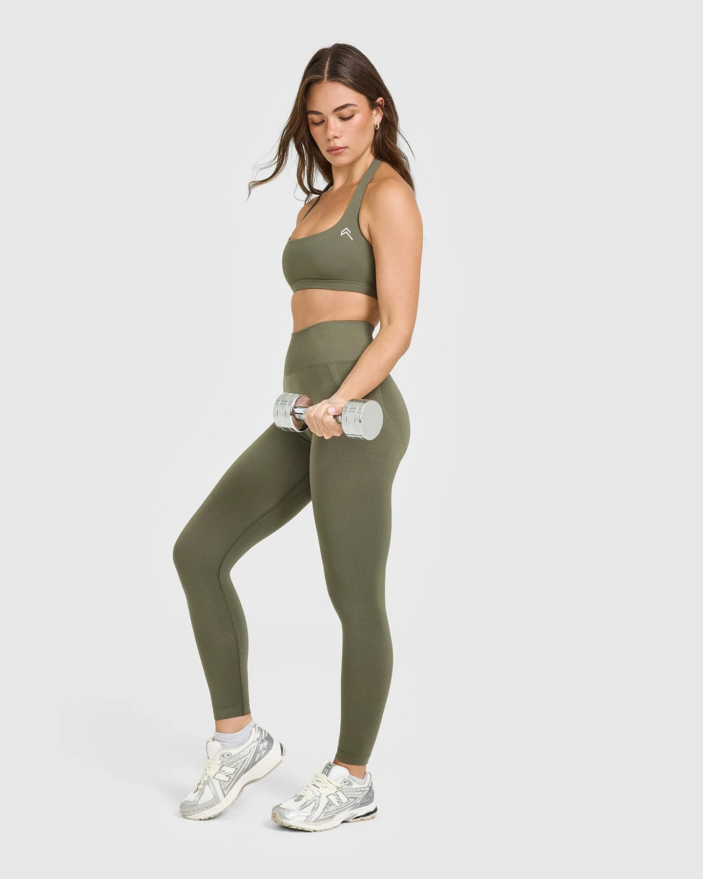 EffortlessLift™ Seamless Leggings with White Logo | Alpine Green - Image 3