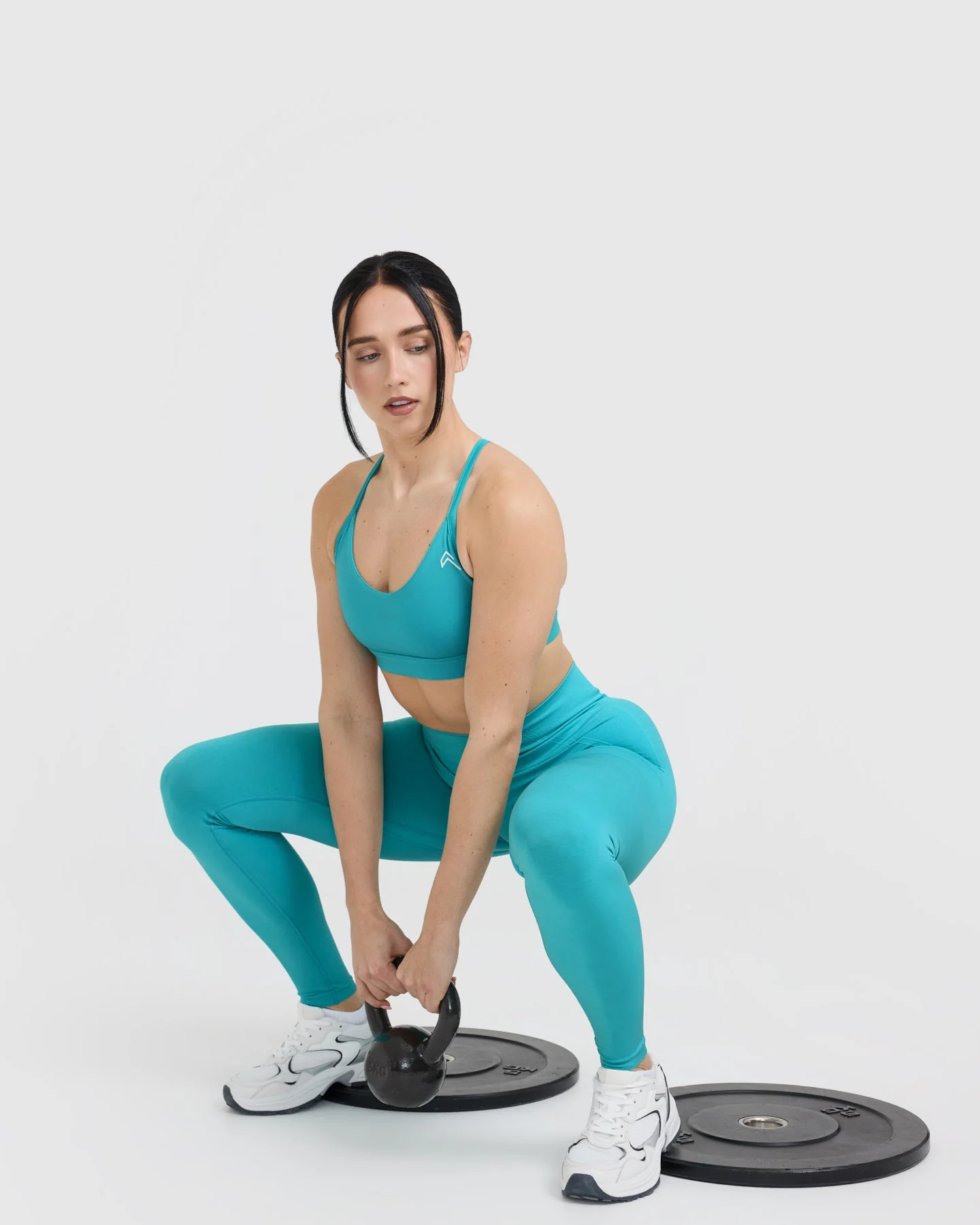 EffortlessLift™ Seamless Leggings with White Logo | Aqua Blue - Image 6