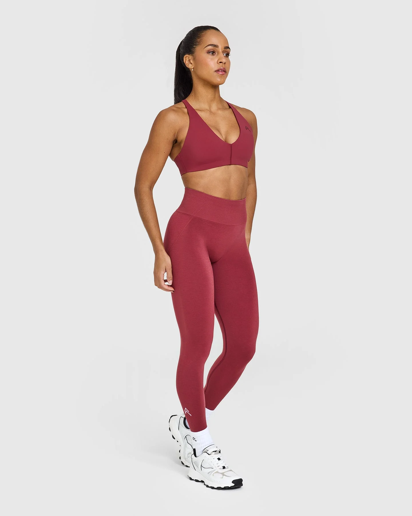 EffortlessLift™ Seamless Leggings with White Logo | Burnt Cherry - Image 3