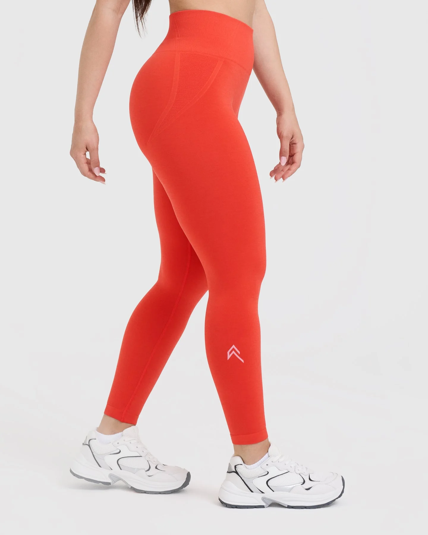 EffortlessLift™ Seamless Leggings with White Logo | Charged Orange - Image 3