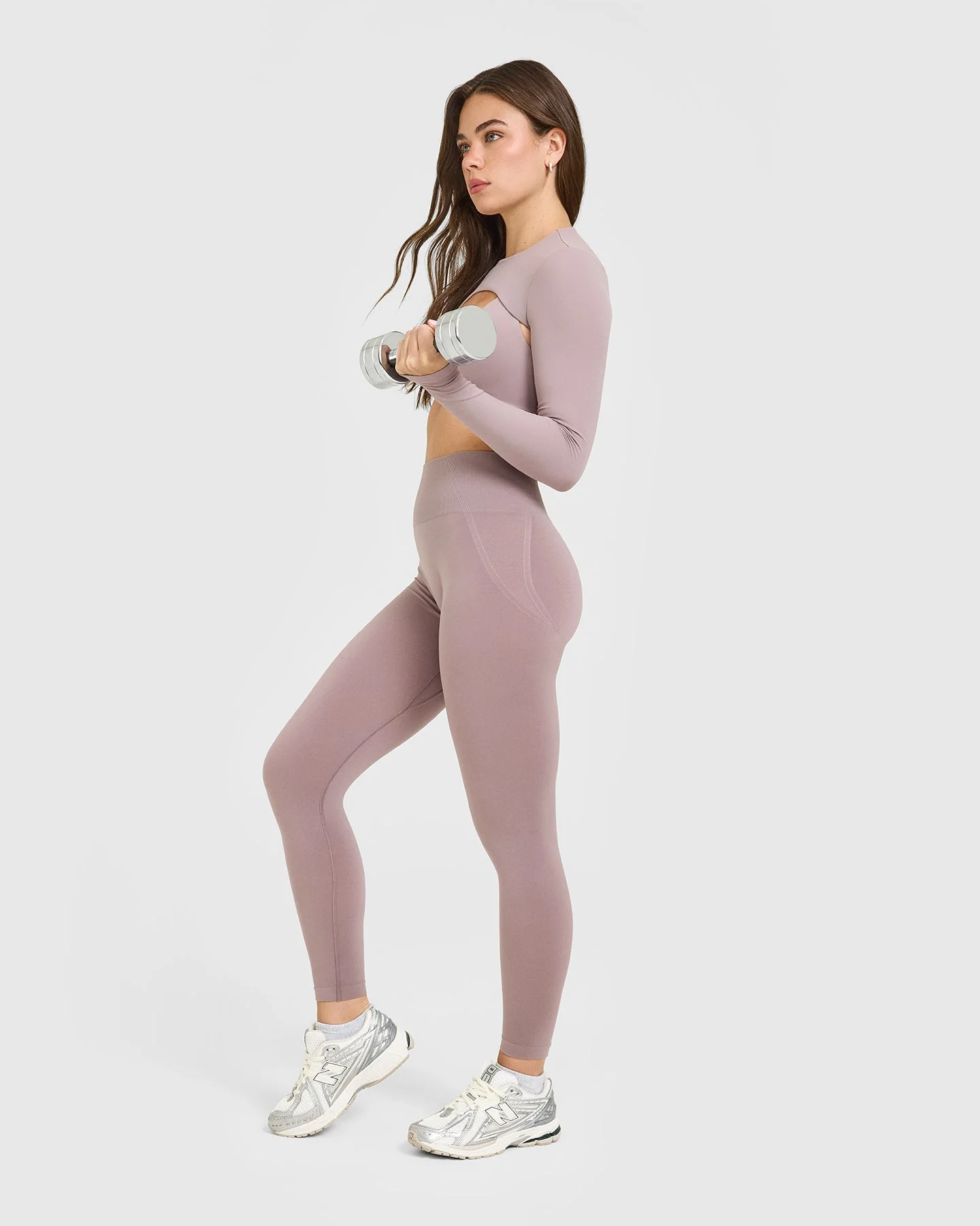 EffortlessLift™ Seamless Leggings with White Logo | Dusty Purple - Image 3
