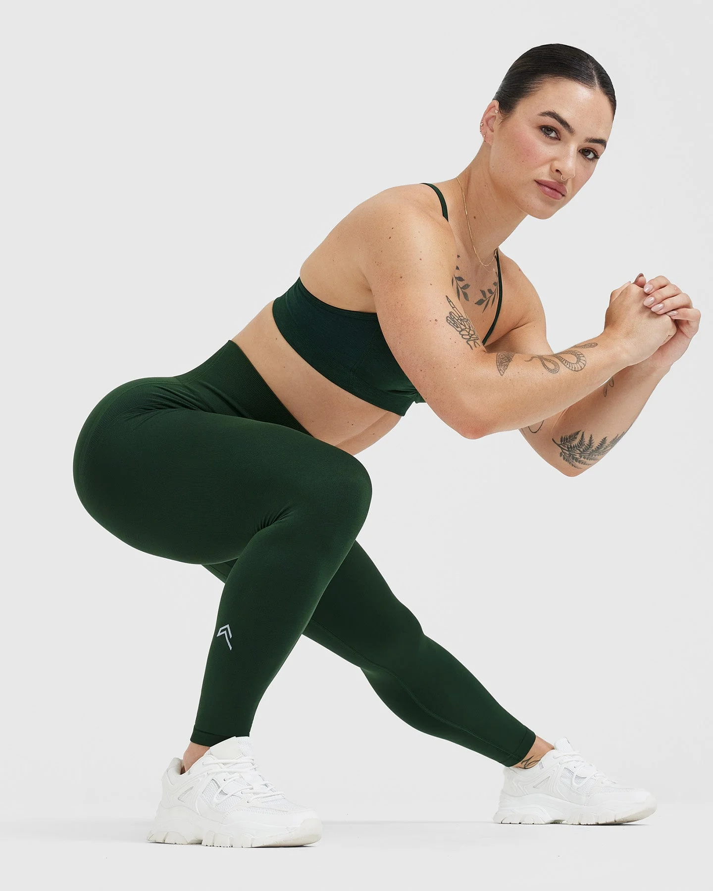 EffortlessLift™ Seamless Leggings with White Logo | Evergreen - Image 6