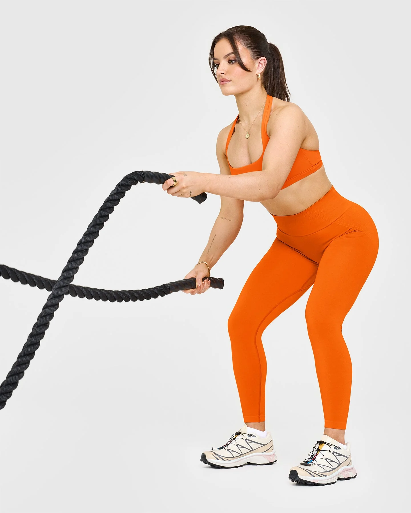 EffortlessLift™ Seamless Leggings with White Logo | Flame Orange - Image 6