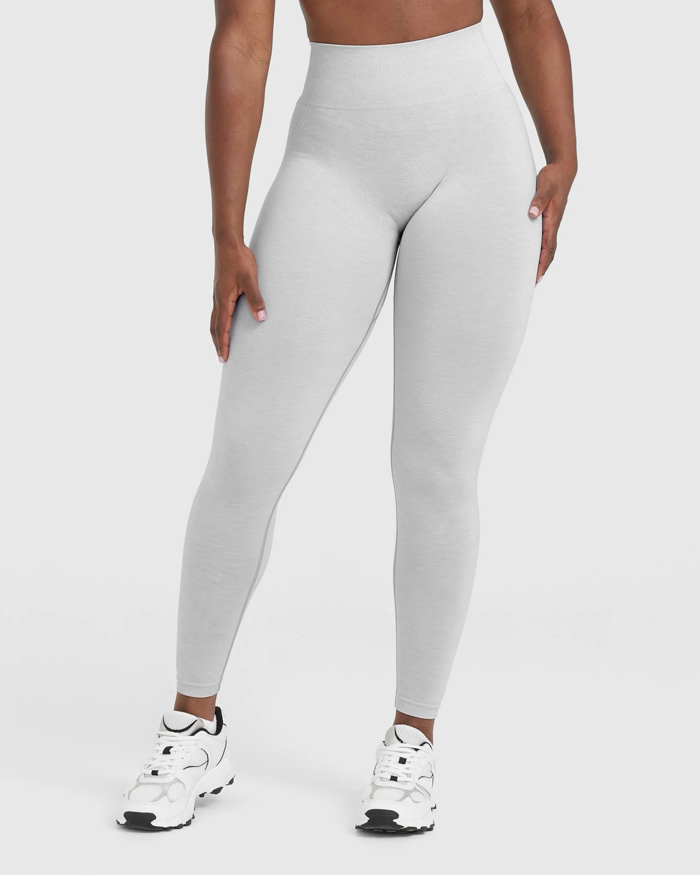 EffortlessLift™ Seamless Leggings with White Logo | Grey Marl