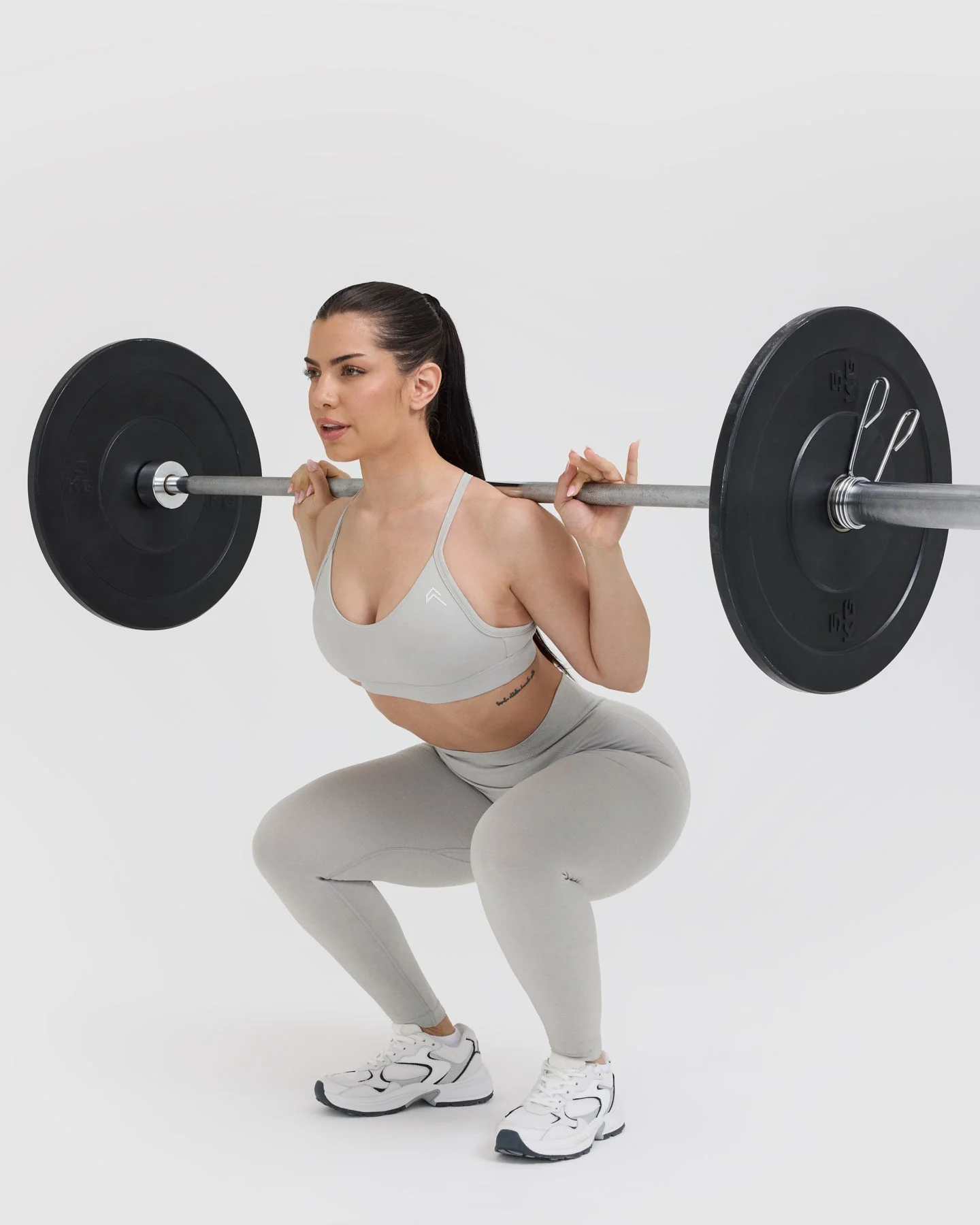 EffortlessLift™ Seamless Leggings with White Logo | Light Grey Marl - Image 6