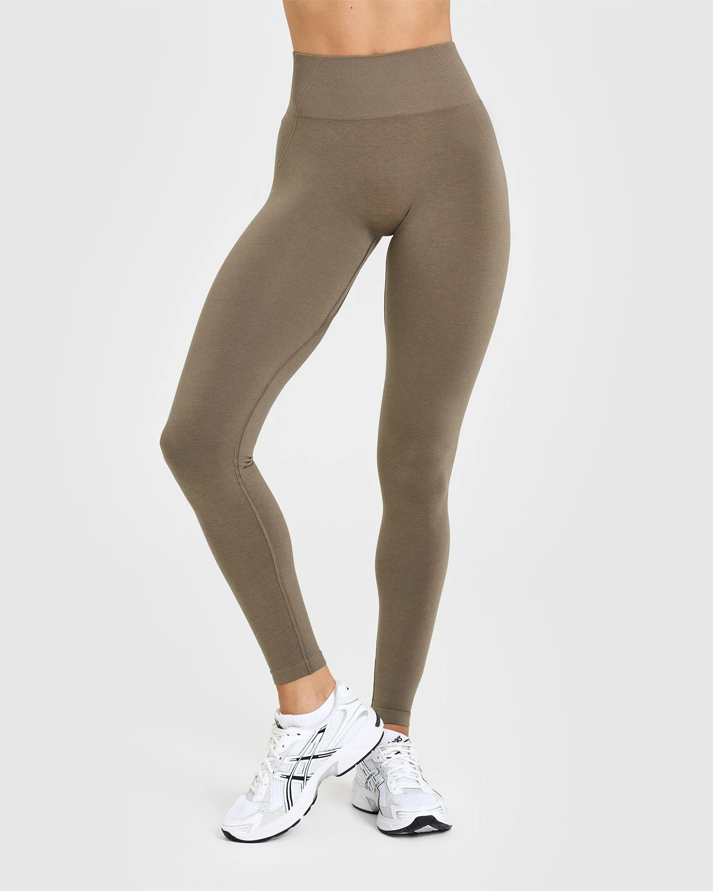 EffortlessLift™ Seamless Leggings with White Logo | Moss Brown - Image 2