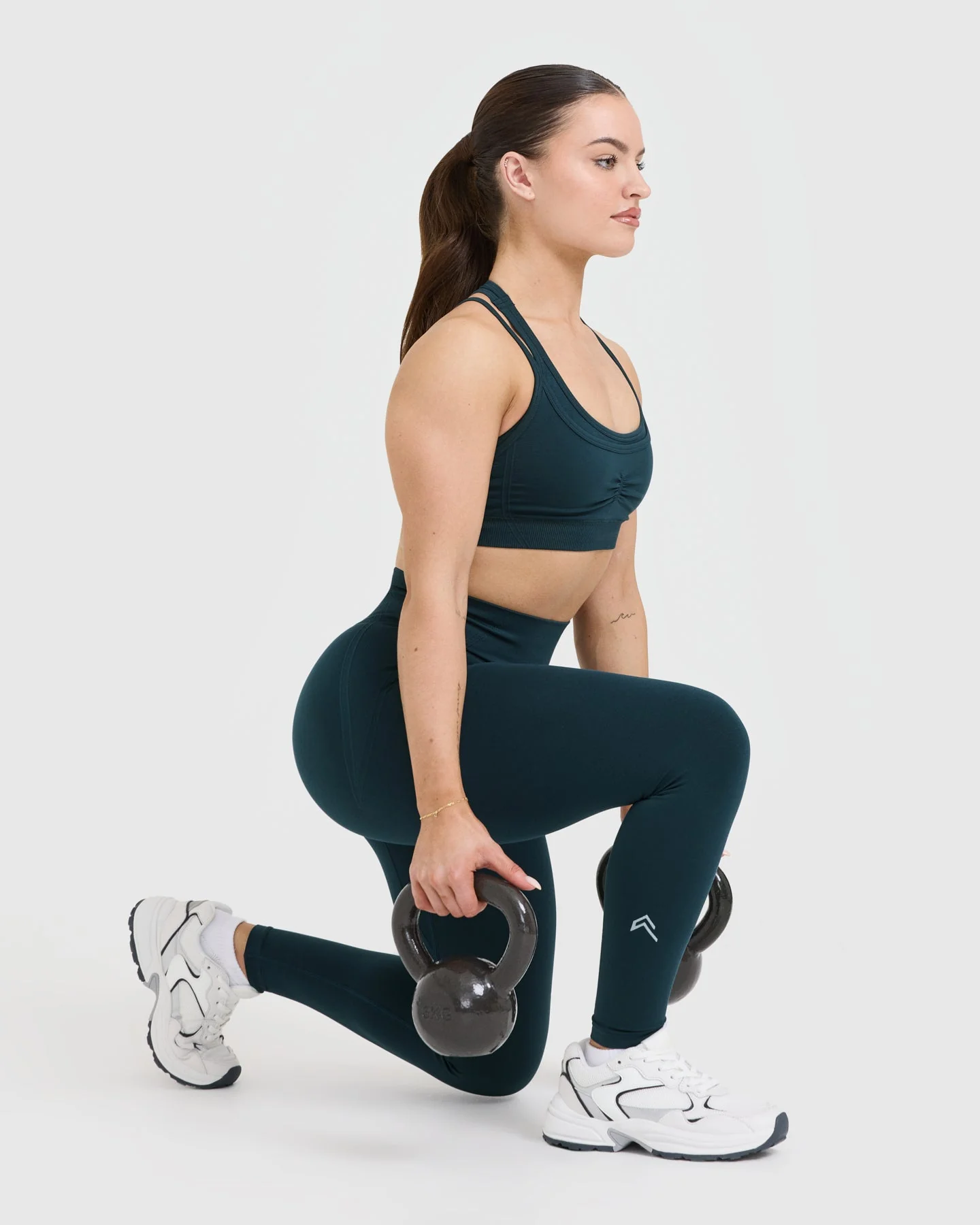EffortlessLift™ Seamless Leggings with White Logo | Oil Blue - Image 6