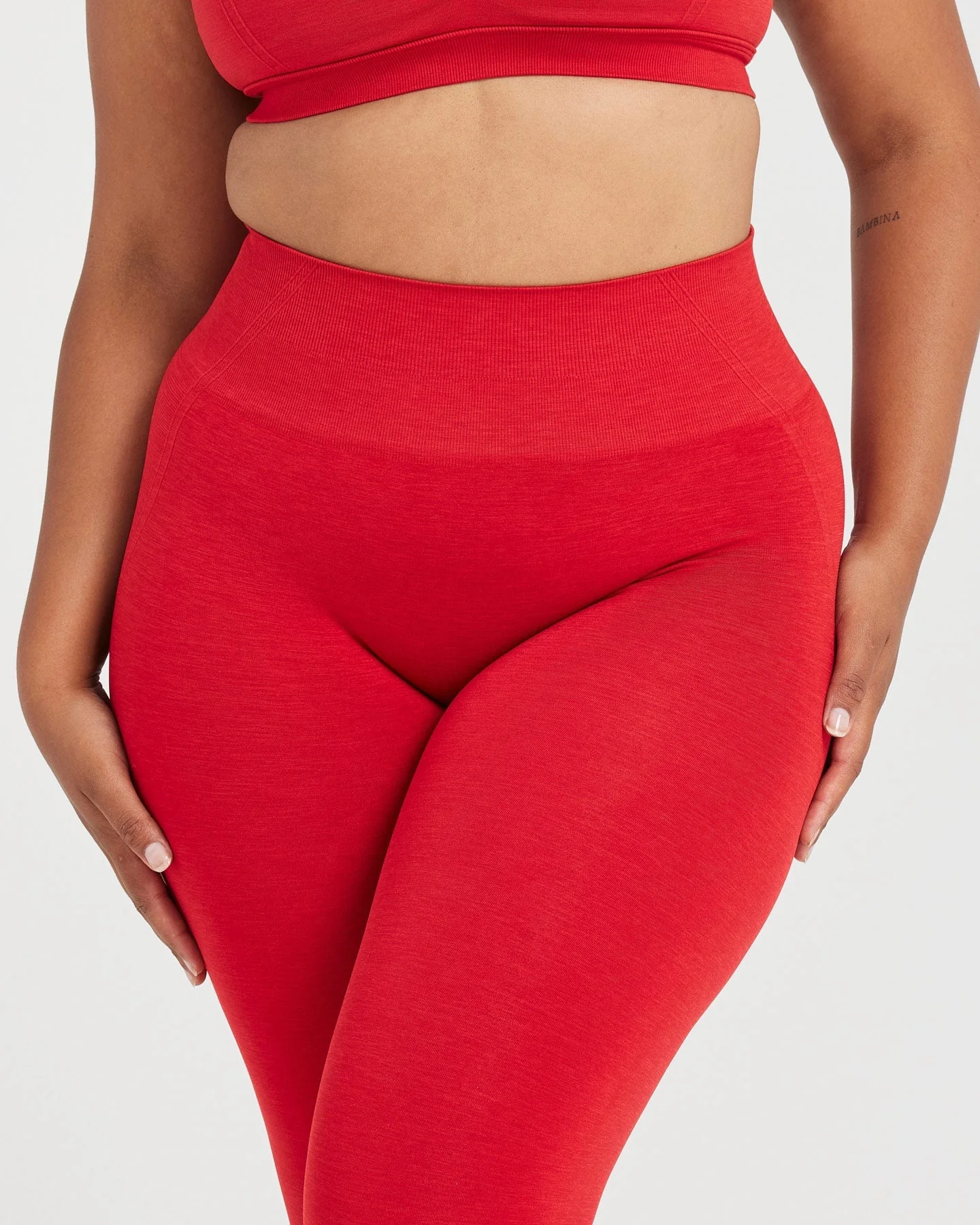 EffortlessLift™ Seamless Leggings with White Logo | Spicy Red - Image 4