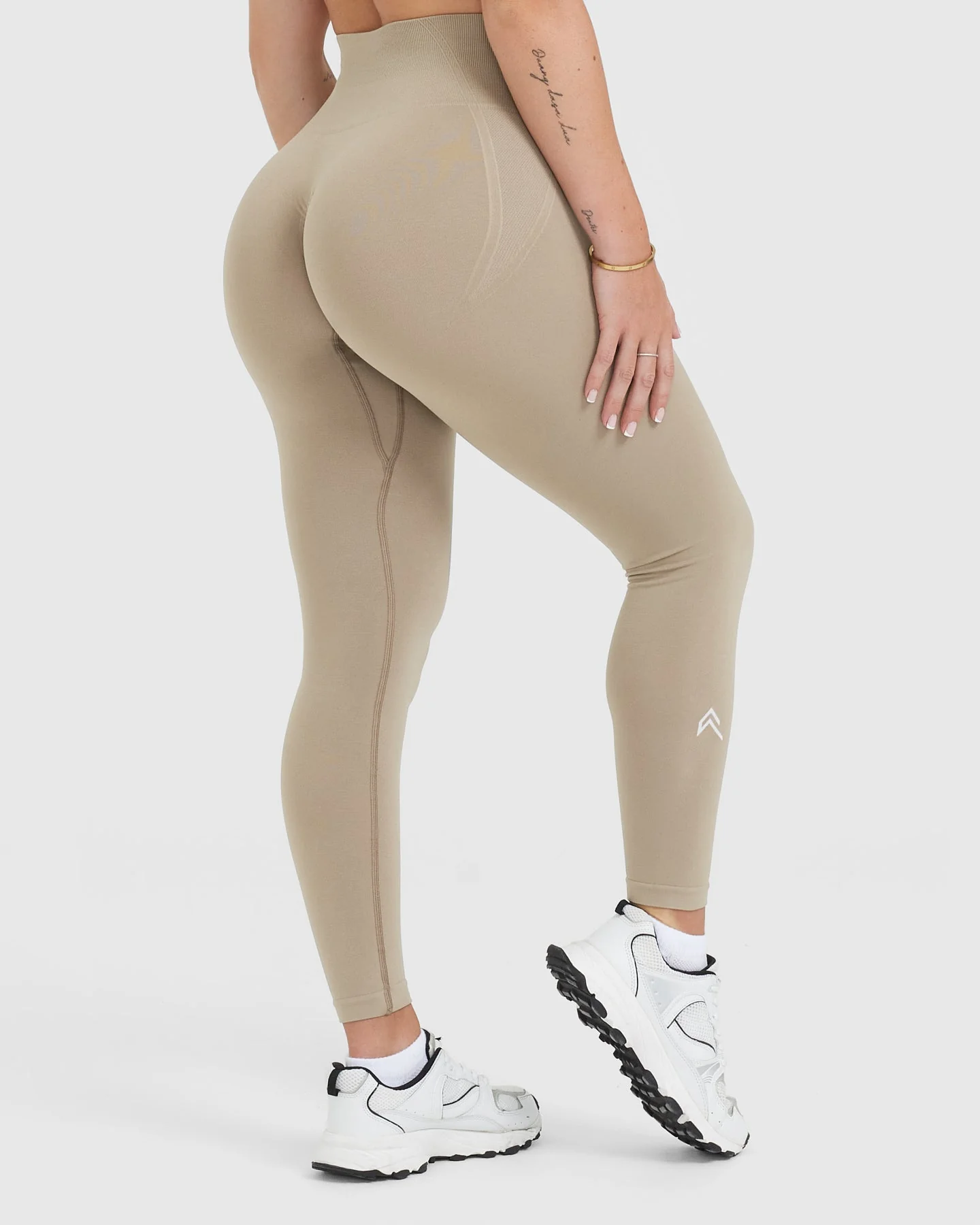 EffortlessLift™ Seamless Leggings with White Logo | Washed Sandstone - Image 2