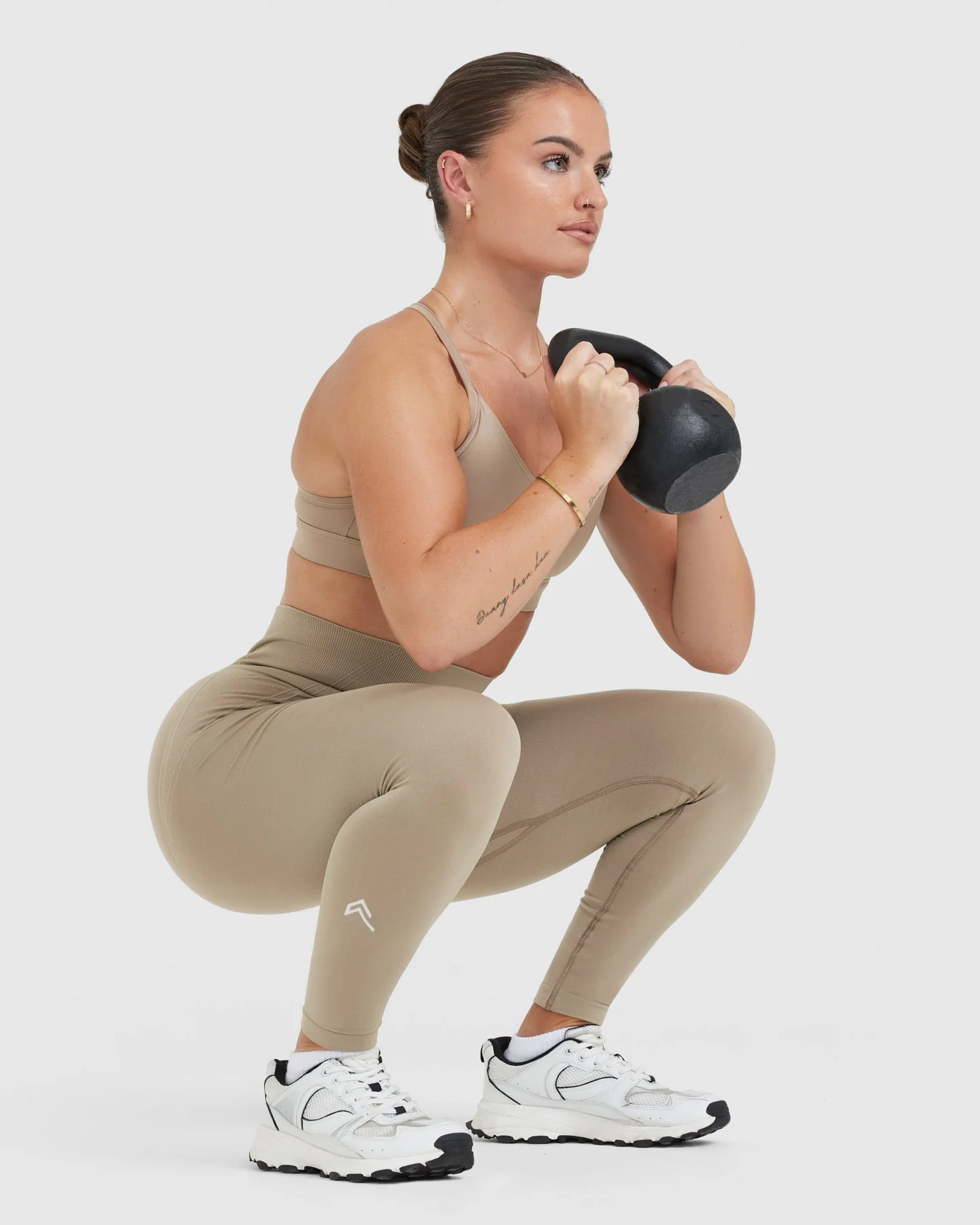 EffortlessLift™ Seamless Leggings with White Logo | Washed Sandstone - Image 3